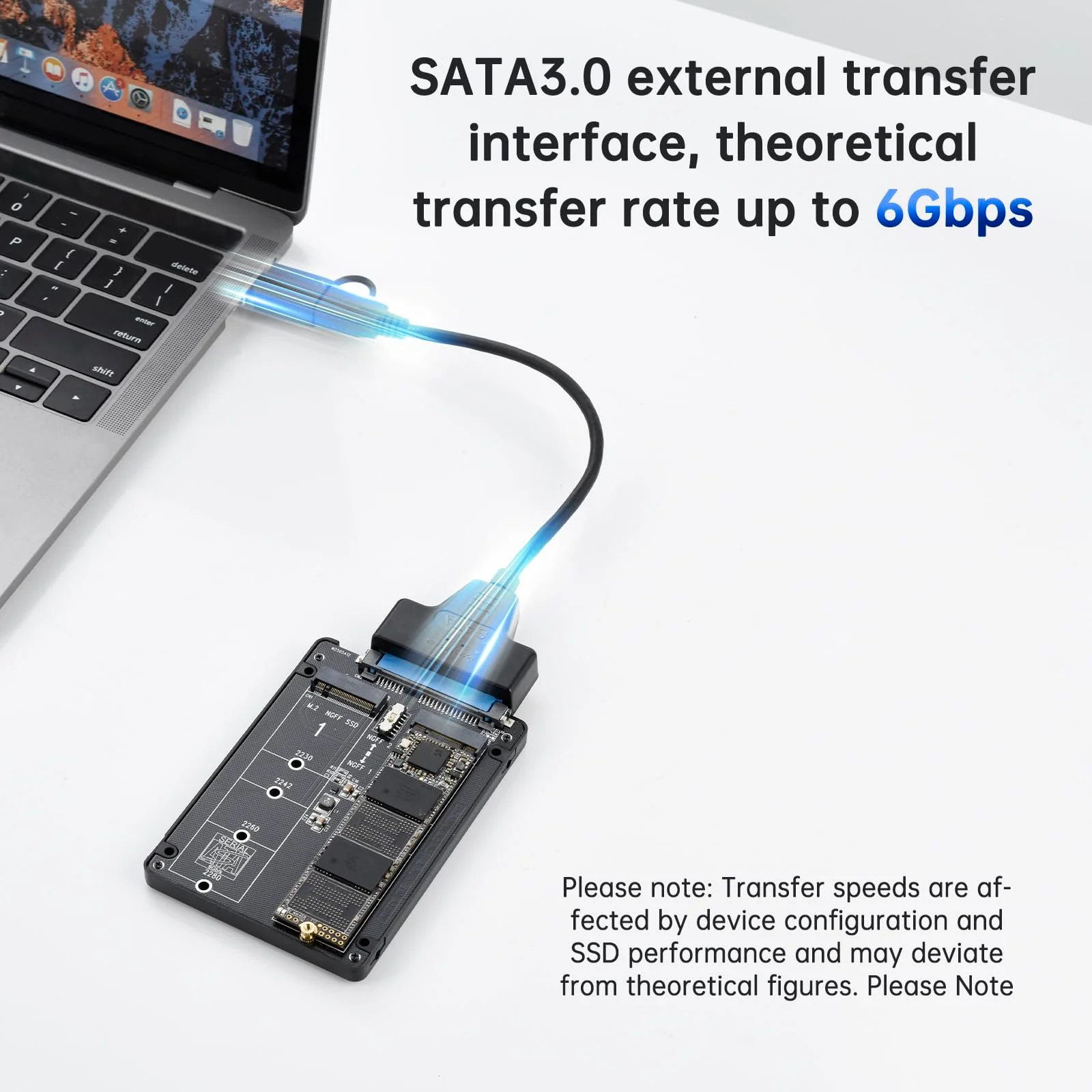 ELUTENG M.2 SATA NGFF to SATA Adapter (Not Support NVME/ M.2 PCIE) 6Gbps Dual NGFF MSATA Adapter B Key/ B&M Key SSD to 2.5" SATA III Converter Adapter Max 4TB Support 2230 2242 2260 2280 SSDs - Image 6