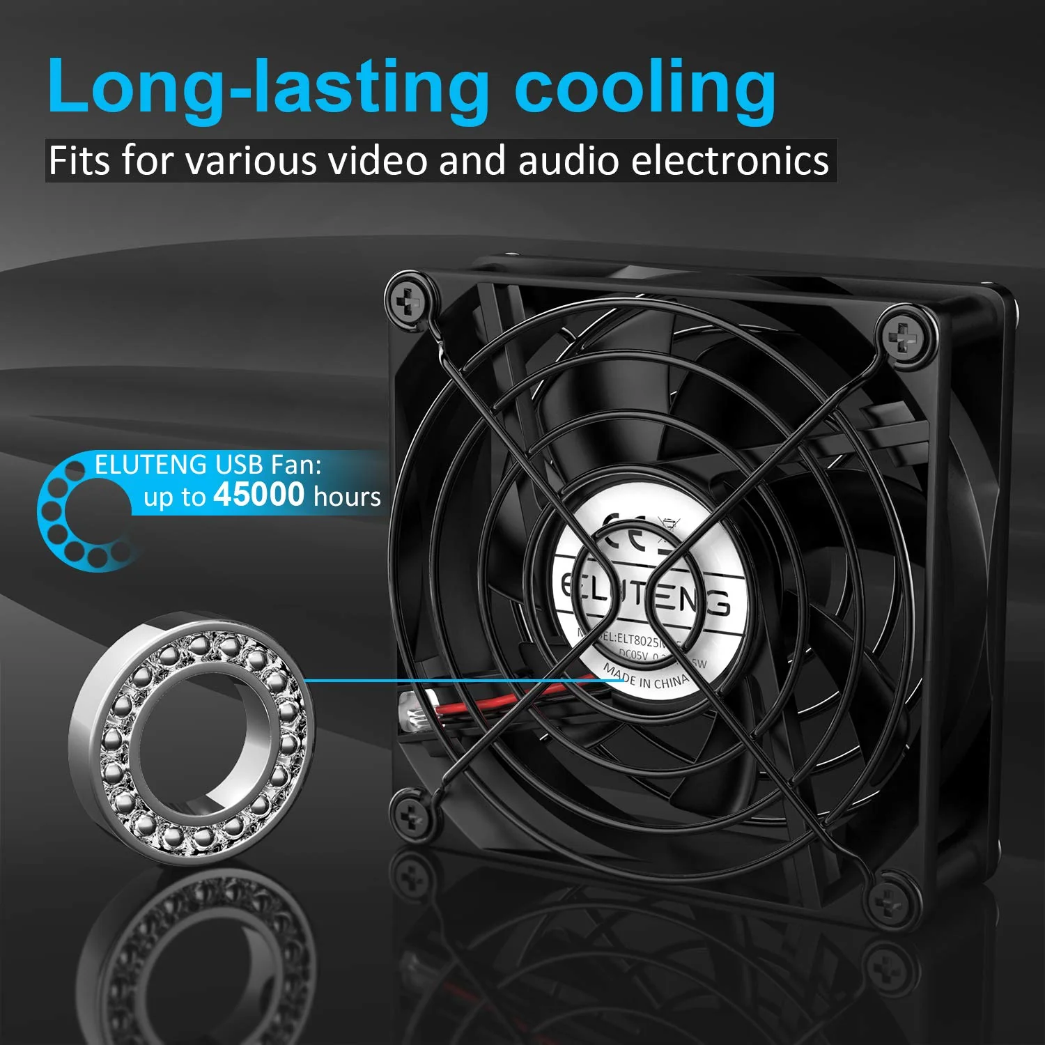 ELUTENG USB Fan 80mm, USB Computer Fan 5V Quite USB Ventilation Fan Compatible with 3 Speed Control for Receiver DVR Playstation Xbox Computer Cabinet Cooling 80 x 80 x 25mm 80mm USB Speed Fan - Image 3