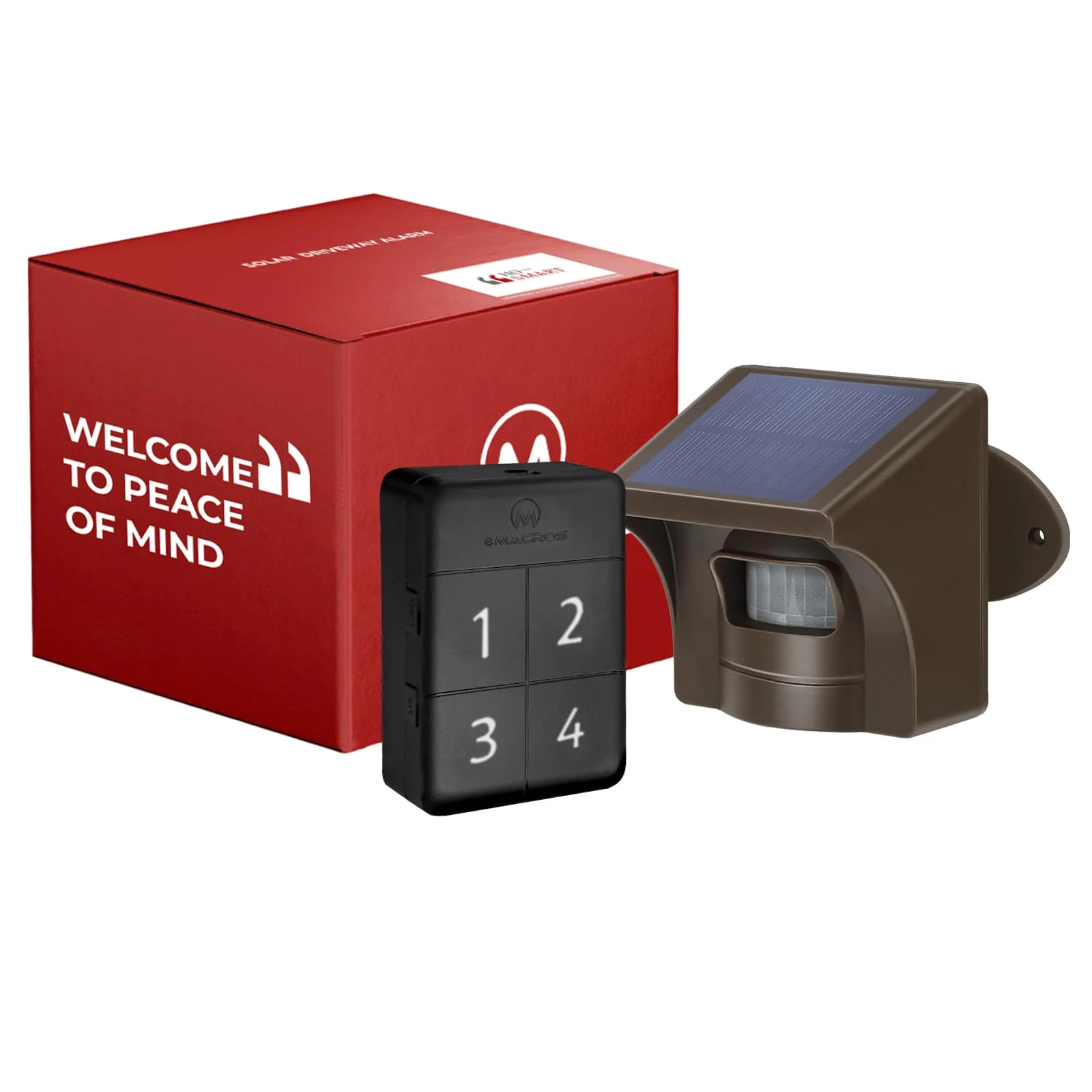 eMACROS Safeguard Wireless Driveway Alarm with SST PIR Technology - 1/2 Mile Range, Weatherproof Motion Sensor, Rechargeable Receiver with 7-Day Backup Power & 38 Chimes, 2024 New Upgraded HS0061R1S