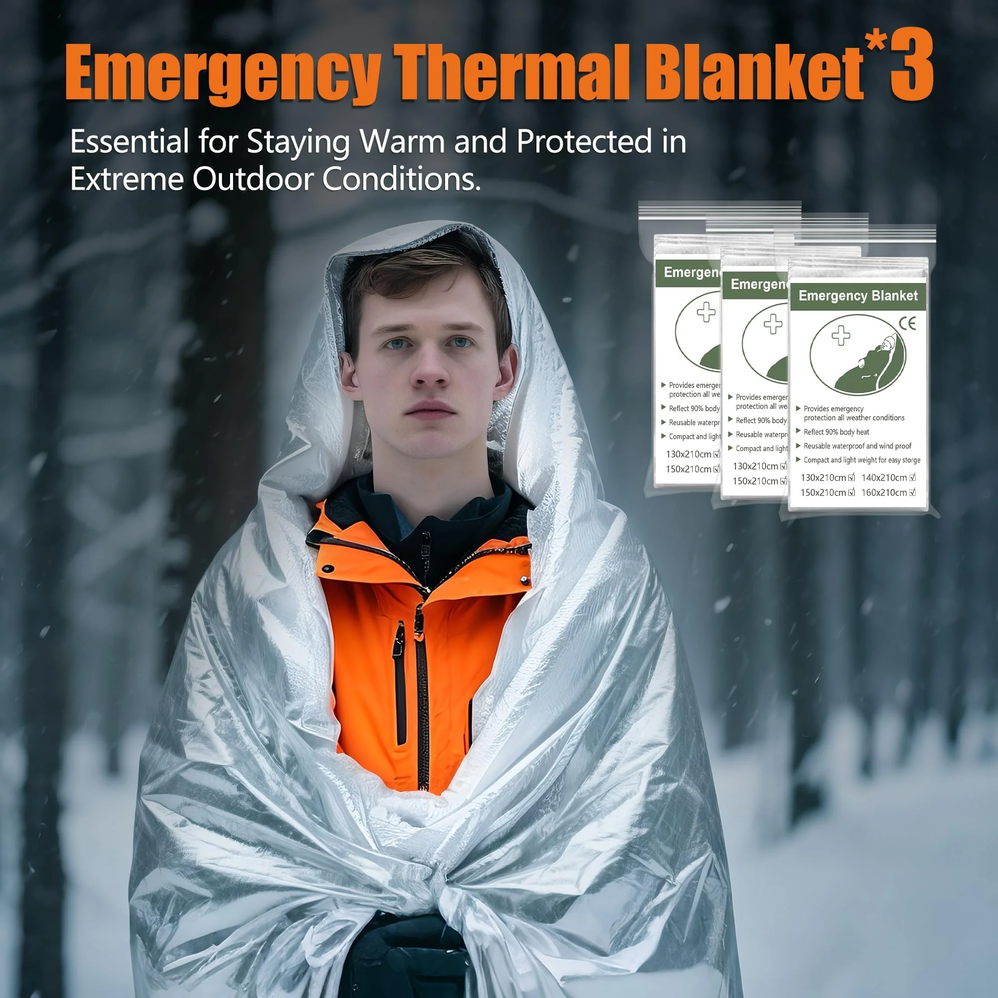 Emergency Radio Hand Crank Solar, 5000mAh/18500mWh Emergency Weather Radio, Solar Crank Radios with NOAA/AM/FM, Thermal Blanket, Paracord Bracele, for Outdoor & Home Orange 5000mAh Emergency Kit - Image 3