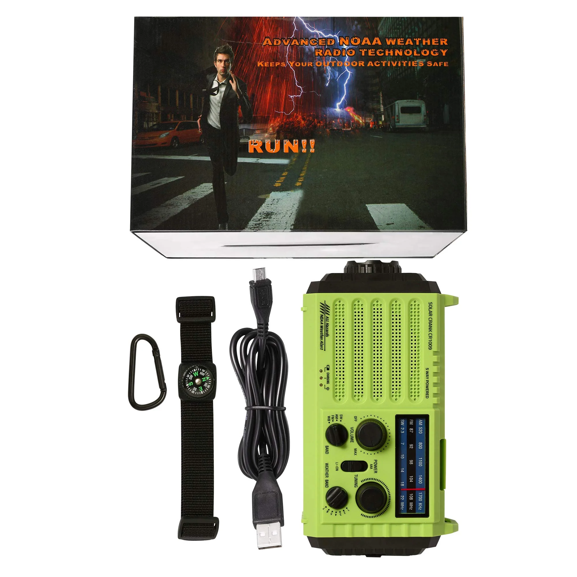 Emergency Radio Hand Crank Solar, 5000mAh AM/FM/SW NOAA Weather Radio, Portable Battery Operated Radio with Cell Phone Charger, 3W LED Flashlight & Reading Lamp, SOS for Home,Storm,Camping,Survival - Image 9