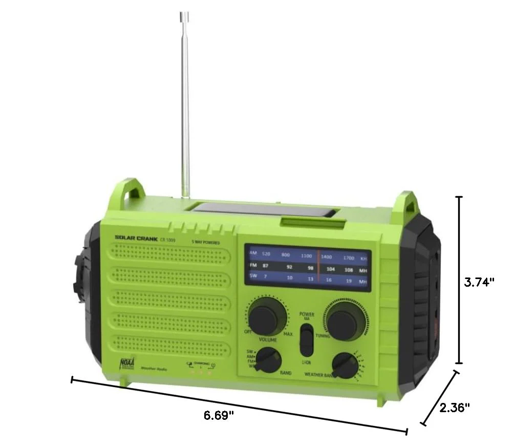 Emergency Weather Radio – 18500mWh Portable AM/FM/SW/NOAA Radio with Solar Hand Crank, Rechargeable Battery, USB Charger, LED Flashlight, Reading Light, and SOS Alarm, for Home Outdoor (Green) Green - Image 9