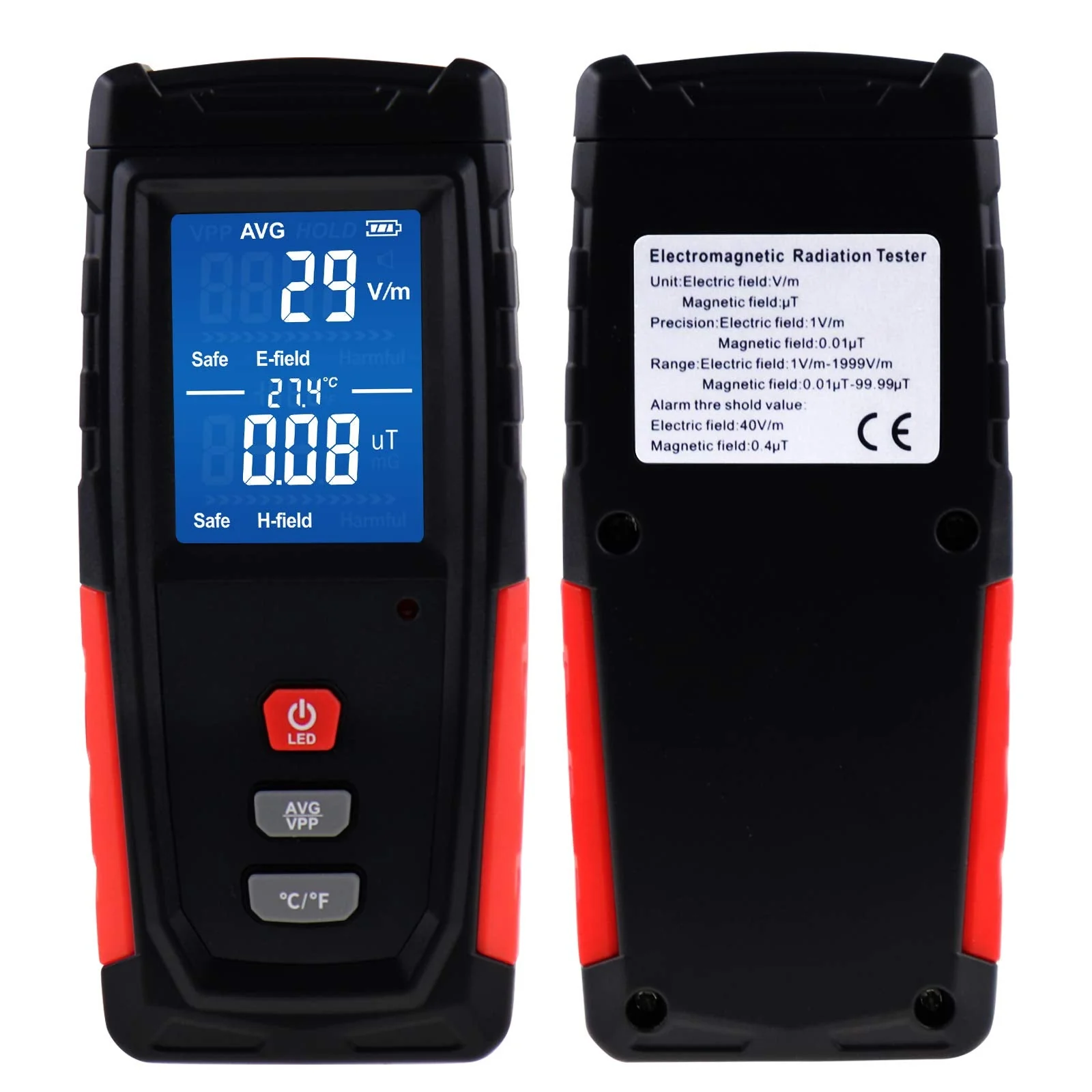 EMF Meter Digital Electromagnetic Field Radiation Detector with Sound Light Alarm Function, Rechargeable Handheld EMF Tester for Electric Magnetic Field Inspection, Home, Office and Ghost Hunting - Image 6
