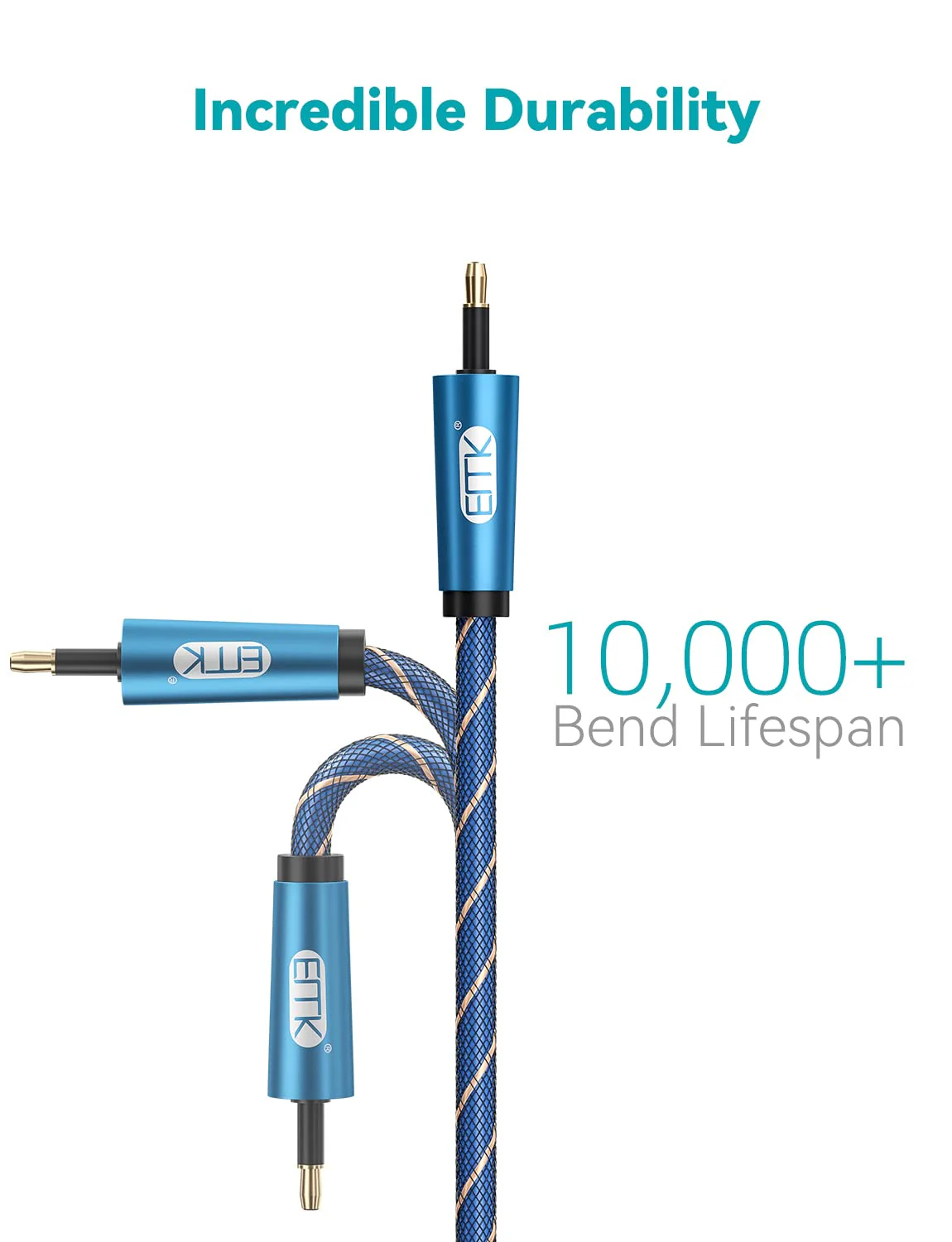 EMK 26ft/8m Toslink to Mini Toslink Digital Optical Audio Cable - Fiber Optic, S/PDIF, Home Theater, Sound Bar, TV, PS4, Xbox, MacBook Compatible - Image 7