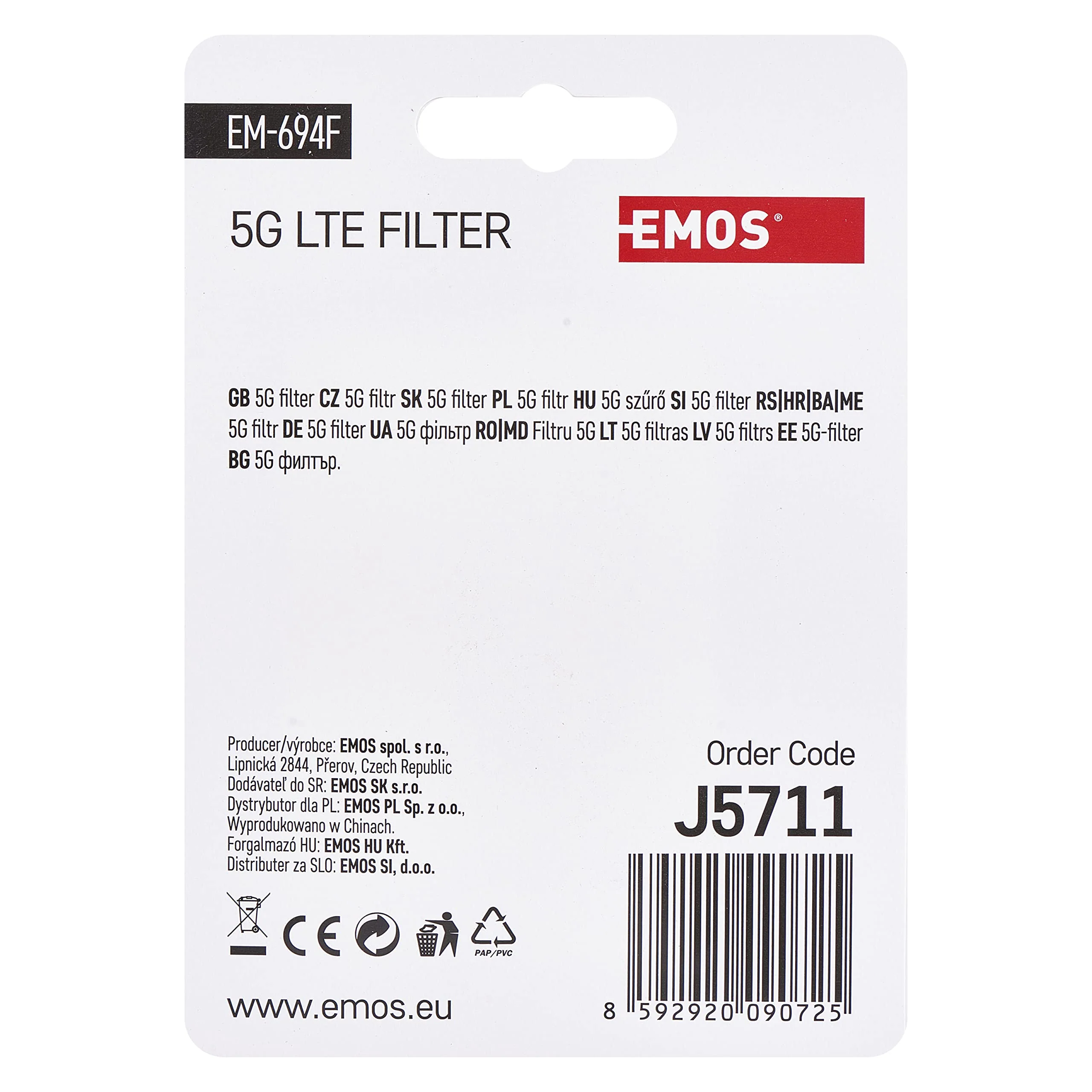 EMOS LTE/4G/5G blocking filter, passage range up to 694 MHz, DC pass, 1.6 x 4 cm, F-connector J5711 silver F connector - Image 4