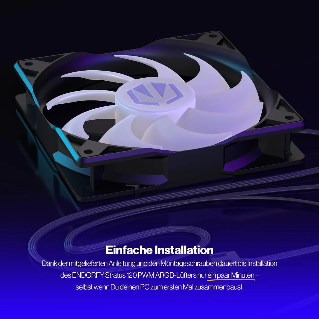 ENDORFY Stratus 120 PWM ARGB PC Case Fan, 120mm ARGB, Optional Automatic Fan Stop, Large RPM Range with PWM Control, High Flow Constraints Performance, EY4A008 - Image 5