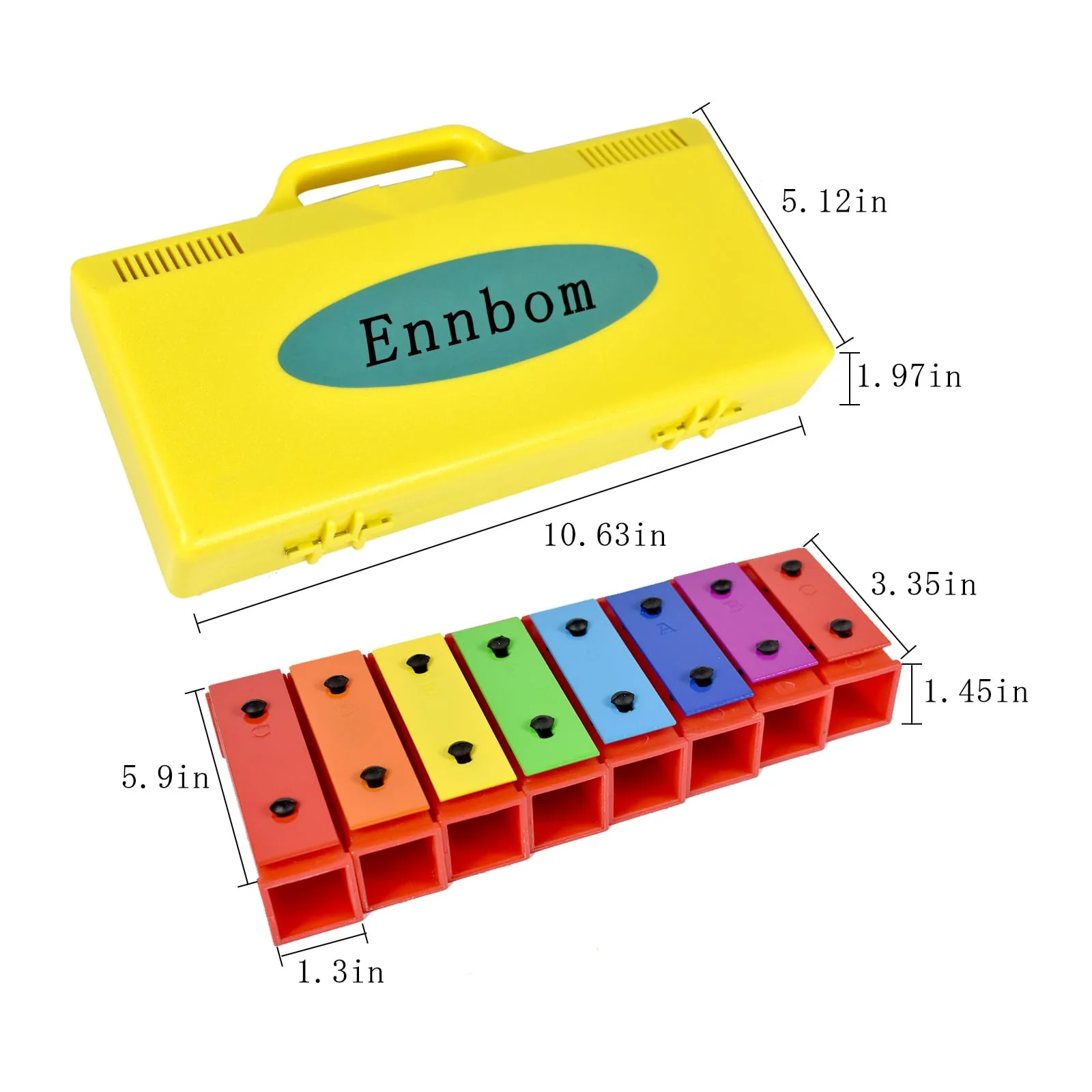 ENNBOM 8 Notes Chromatic Xylophone Glockenspiel Resonator Bells with Yellow Case - Image 4