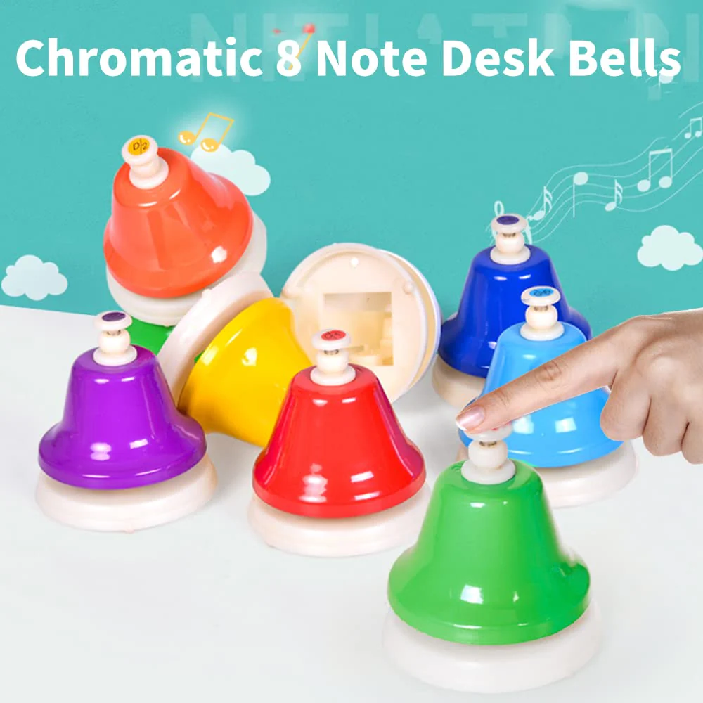 ENNBOM Desk Bell 8 Notes Music Percussion Instrument - Diatonic Hand Bell for Musical Teaching - Image 2