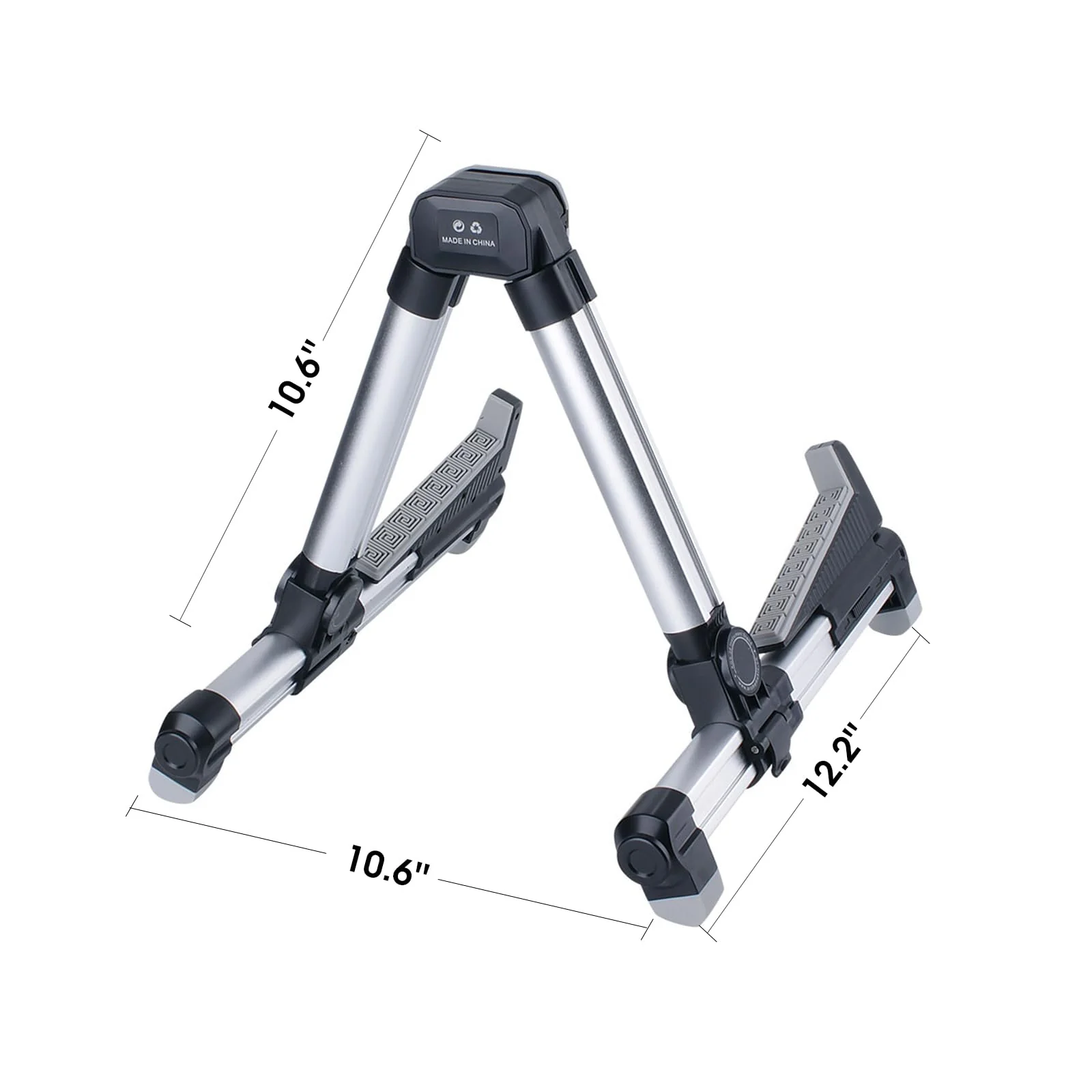 ENO MUSIC Alumium Alloy A-Frame Universal Folding Acoustic Guitar Stand, Suitable for Electric Bass Guitars , Silver - Image 2