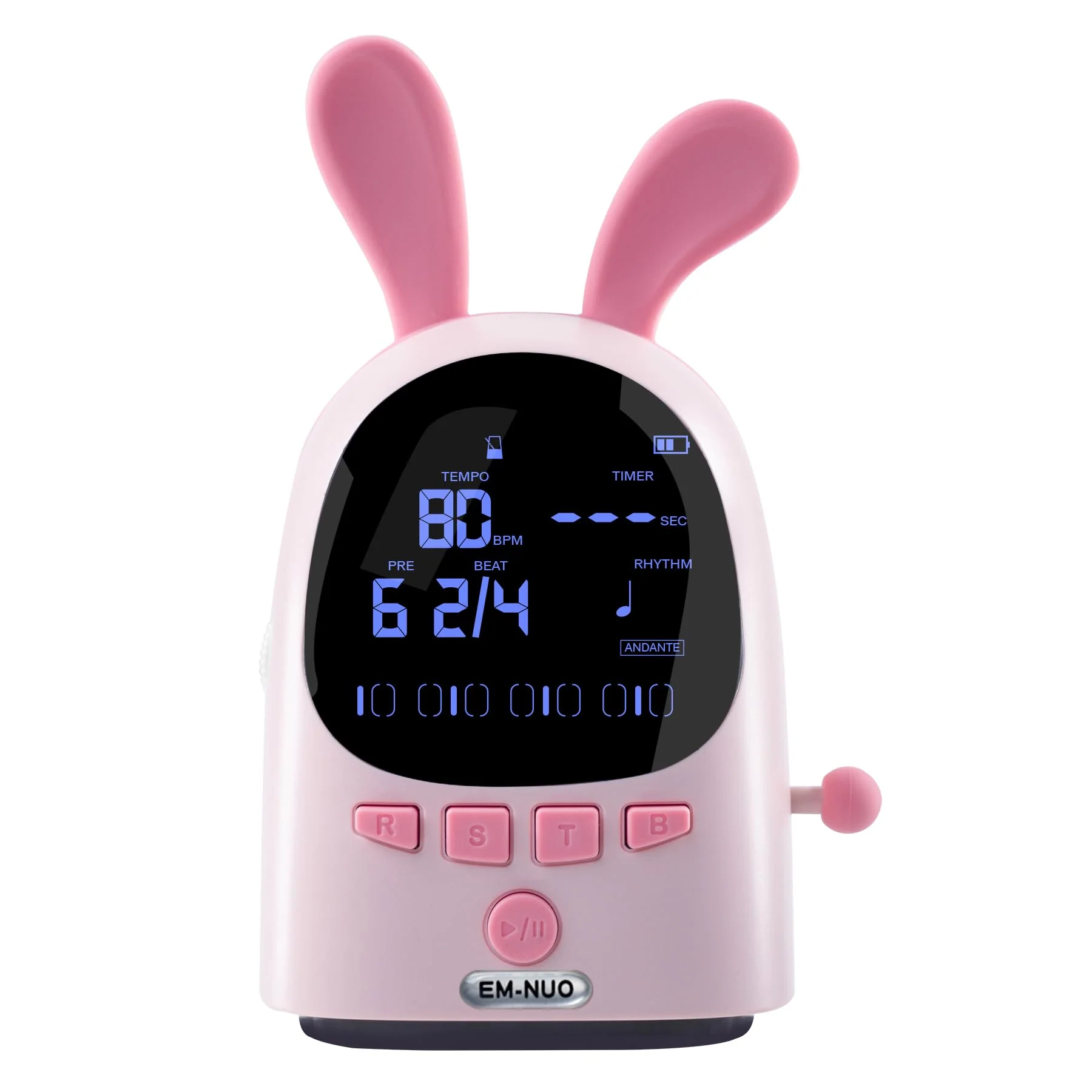 ENO MUSIC Easy Control Rechargeable Electric Metronome for Acoustic Guitar Violin Ukulele Drum Piano Players with Big Sound Digital Metronome-Rabbit