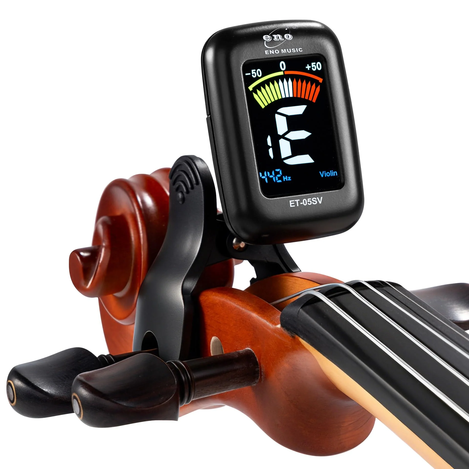 ENO MUSIC Professional Violin Viola Tuner, Colorful LCD Display Easy Control Clip on Accurate Violin Tuner ET-05SV