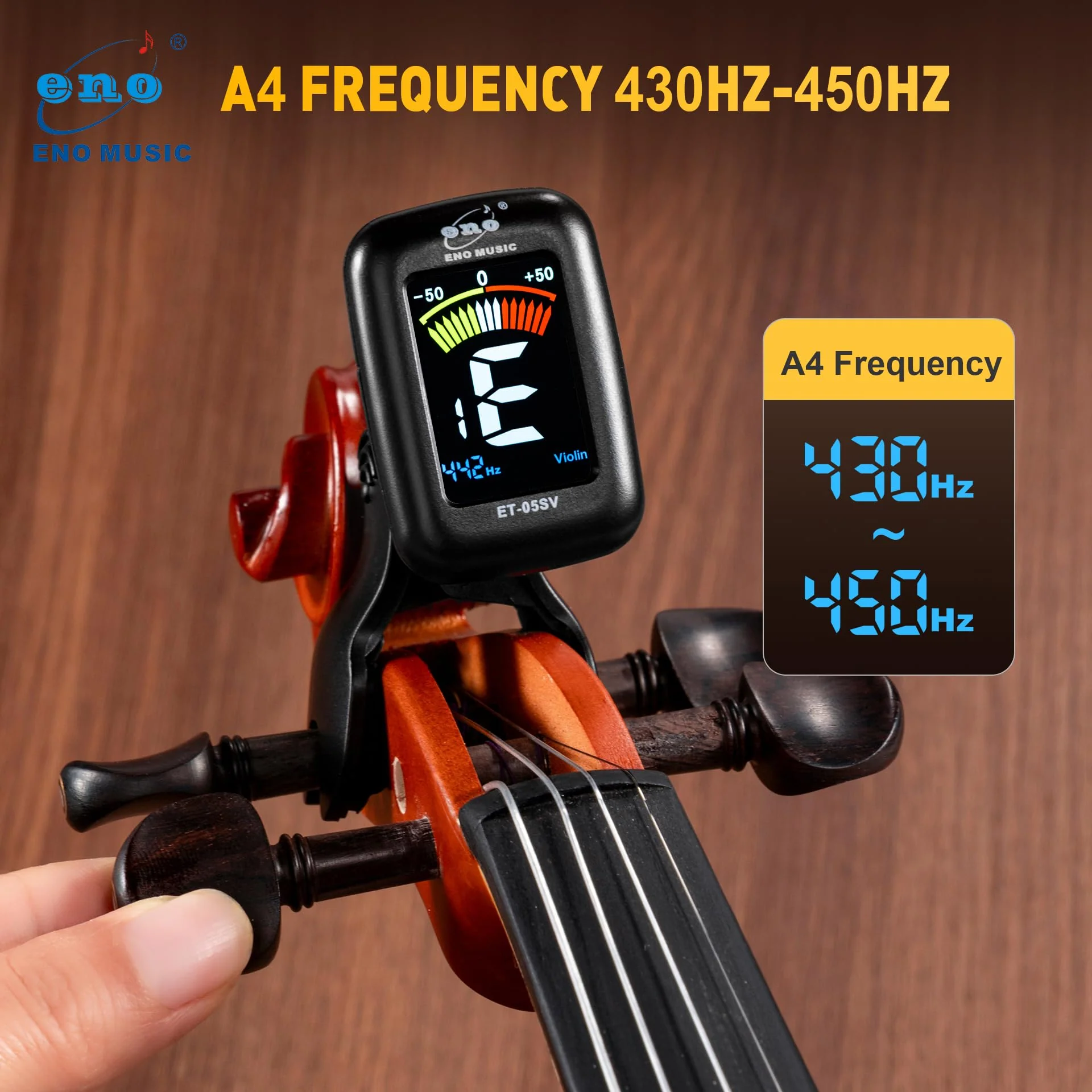 ENO MUSIC Professional Violin Viola Tuner, Colorful LCD Display Easy Control Clip on Accurate Violin Tuner ET-05SV - Image 6