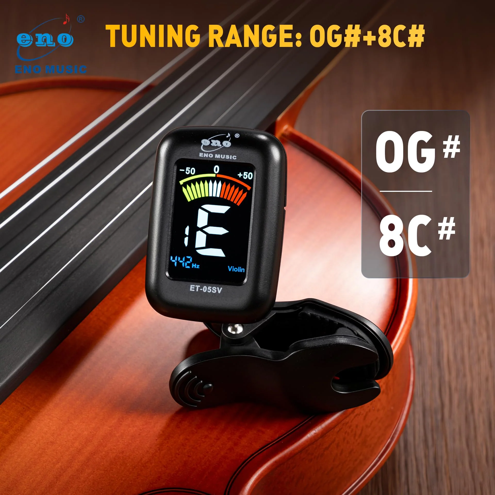 ENO MUSIC Professional Violin Viola Tuner, Colorful LCD Display Easy Control Clip on Accurate Violin Tuner ET-05SV - Image 7