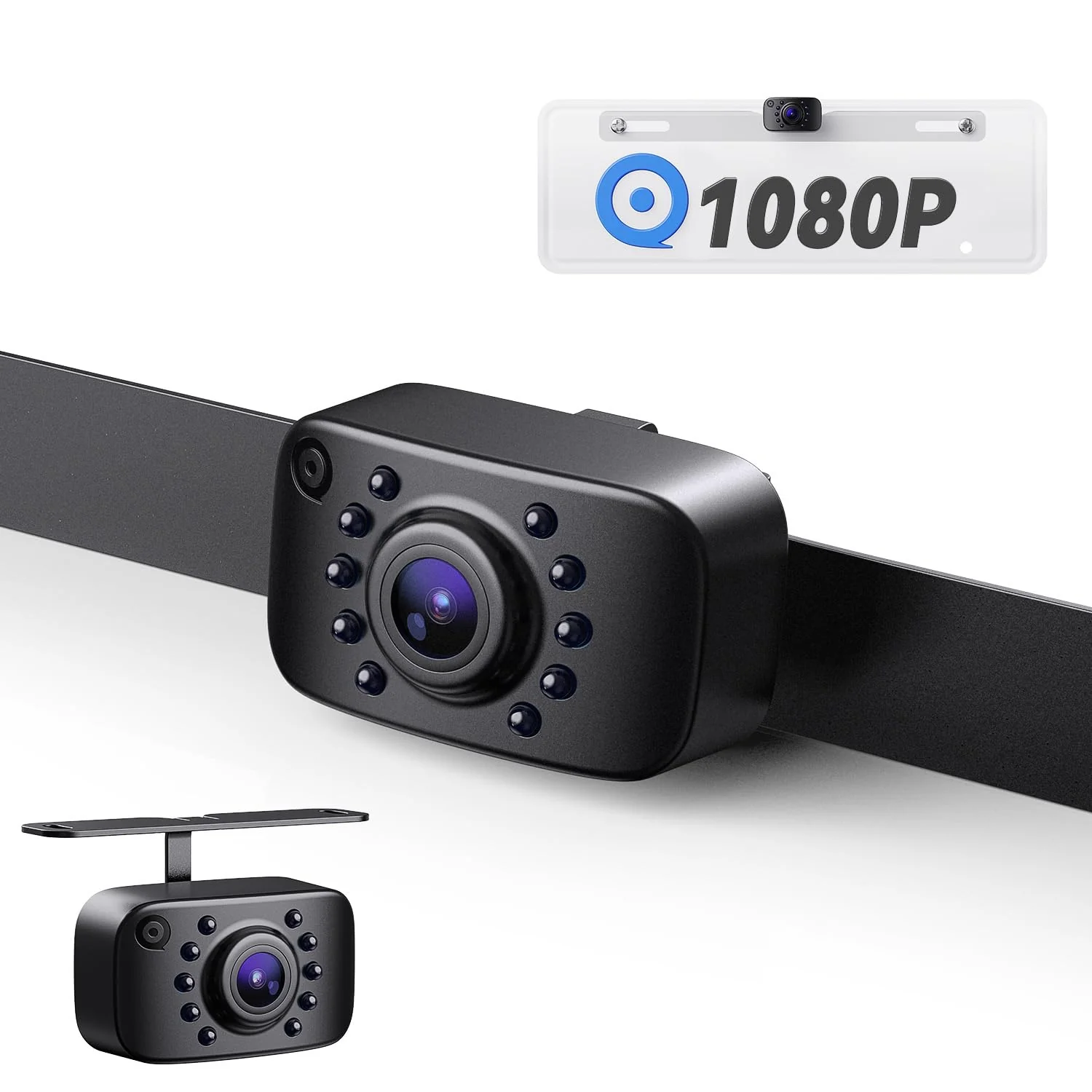 eRapta HD 1080P Backup Camera,AHD Compatible,License Plate Rear View Camera for Car,Metal Housing,IP69 Waterproof Rearview Universal Reverse Cam Kit for Vehicle SUV RV Pickup,AGQT01 Dark Black
