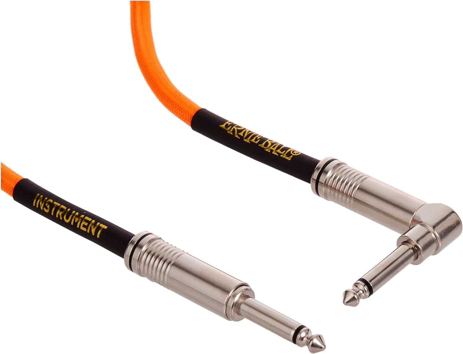 Ernie Ball Braided Instrument Cable Set Straight/Angle Length10ft in Neon Orange (P06079) - Pack of 2 - Image 4