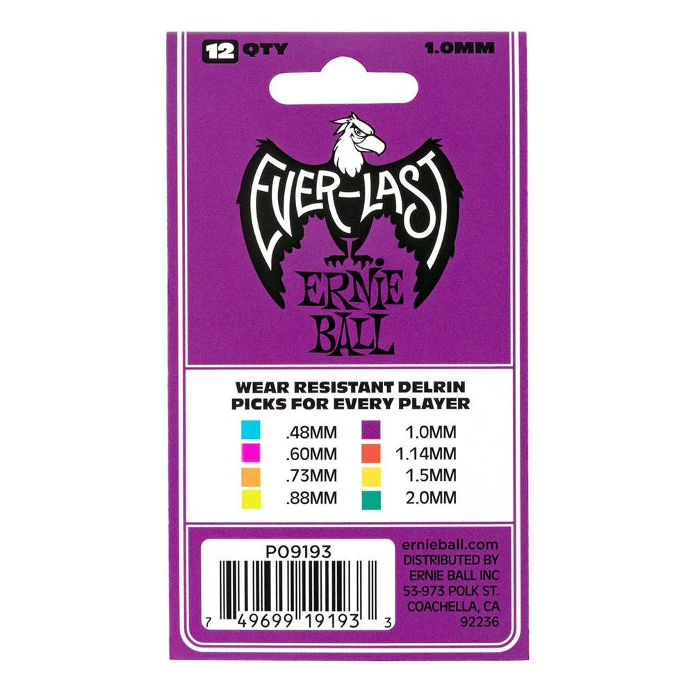 Ernie Ball Everlast Guitar Picks, Purple 1.0mm, 12-pack (P09193) Purple (1. mm) 0 - Image 2