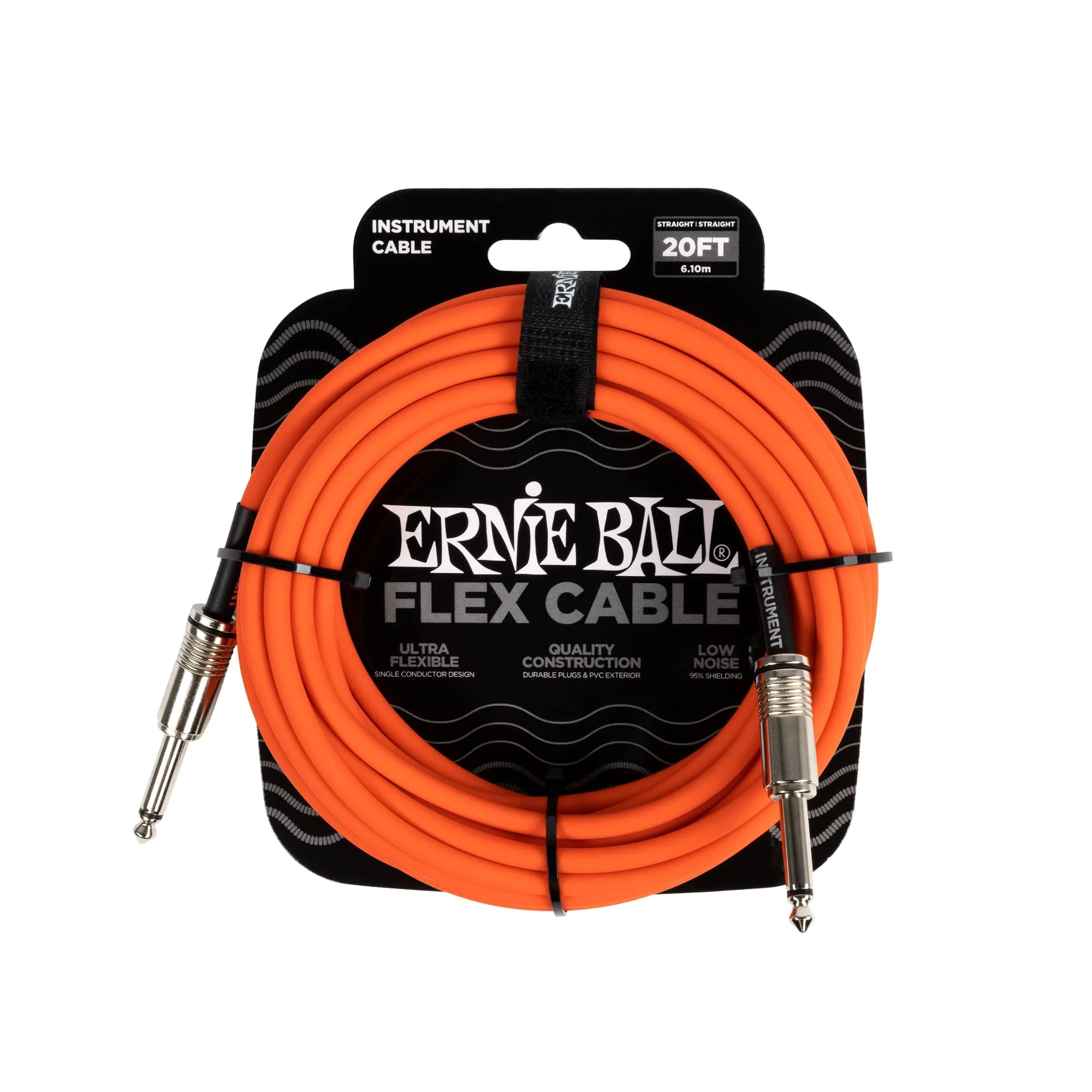 Ernie Ball Flex Instrument Cable Straight/Straight 20ft - Orange 20 feet