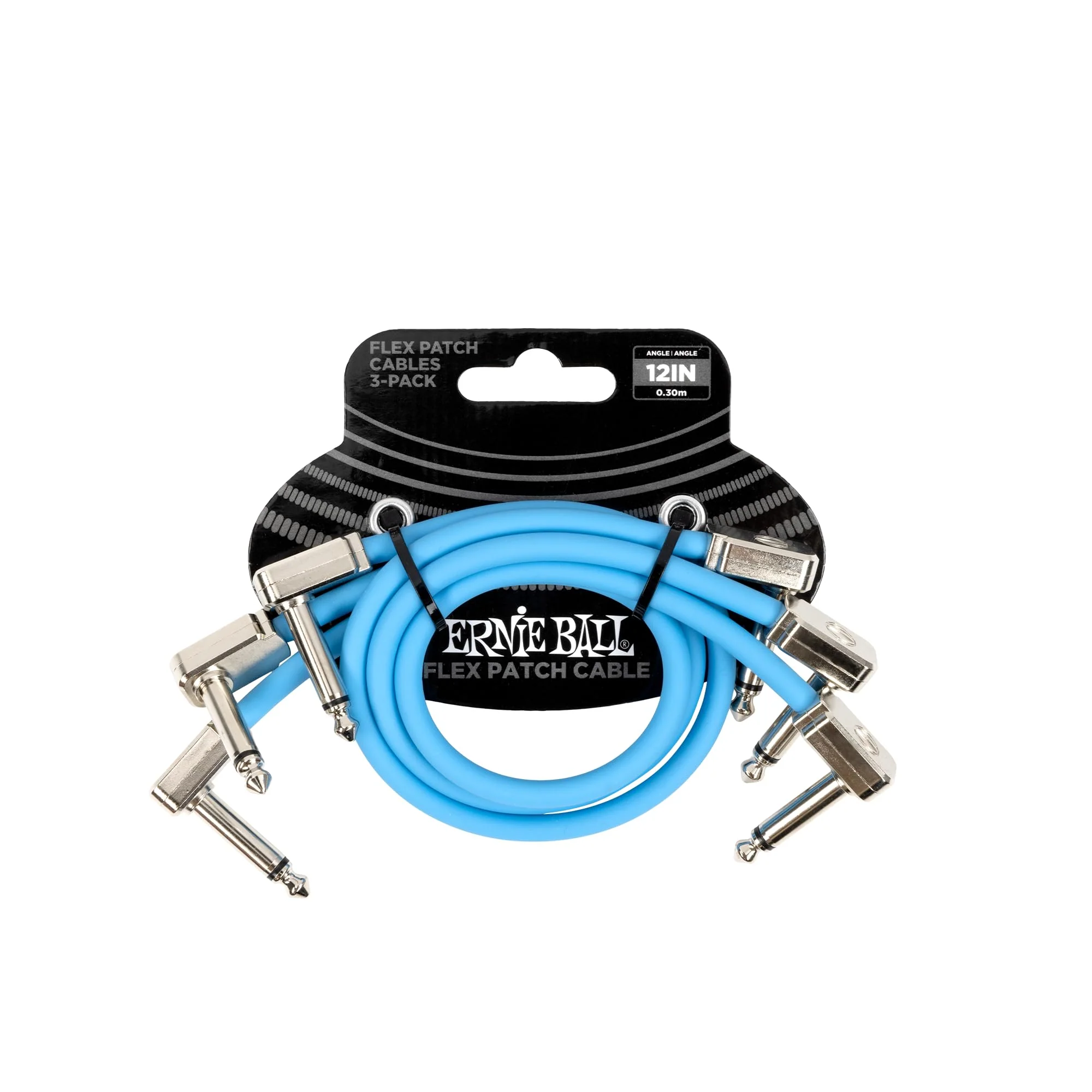 Ernie Ball Flex Patch Cable 12in - Blue - 3 Pack 12 Inch 3-Pack