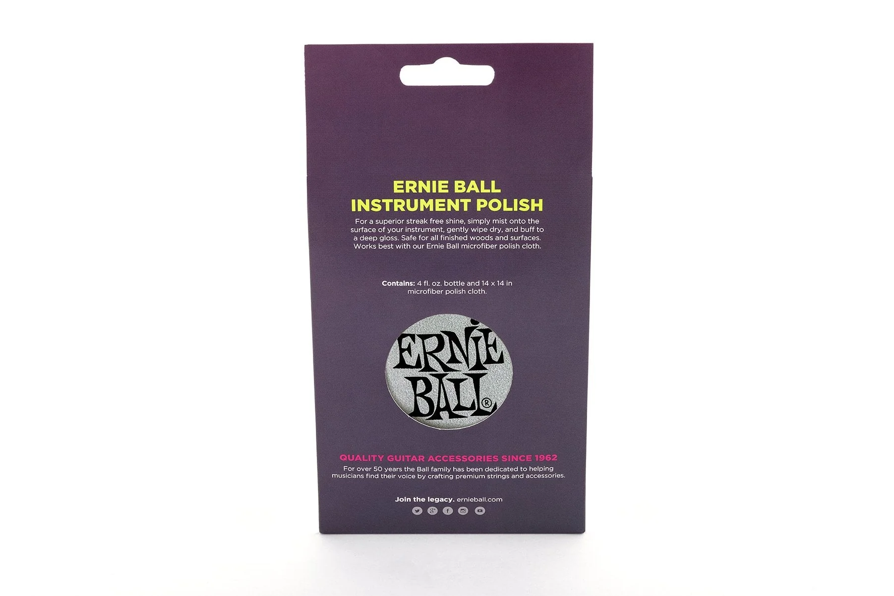 Ernie Ball Instrument Polish with Microfiber Polish Cloth (P04222) Polish w/ Cloth - Image 2
