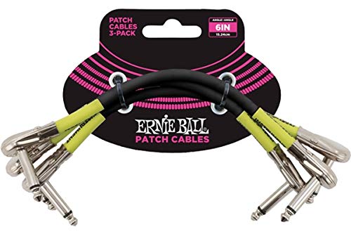 Ernie Ball Patch Cable 3-Pack, Flat Angle/Flat Angle, 6in, Black (P06059) 6 inch - Image 5
