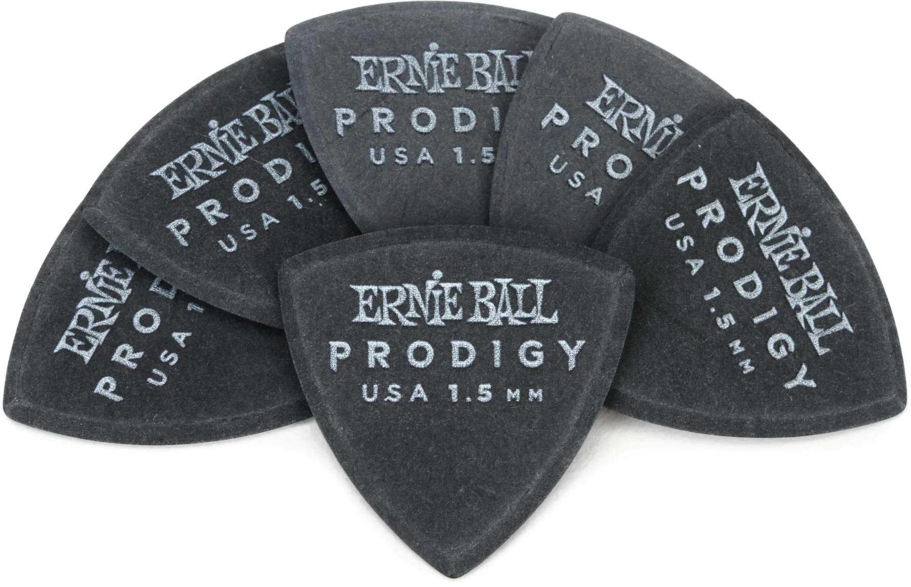 Ernie Ball Prodigy Guitar Picks, Shield, Black 1.5mm, 6-pack (P09331) Black (1.5mm)