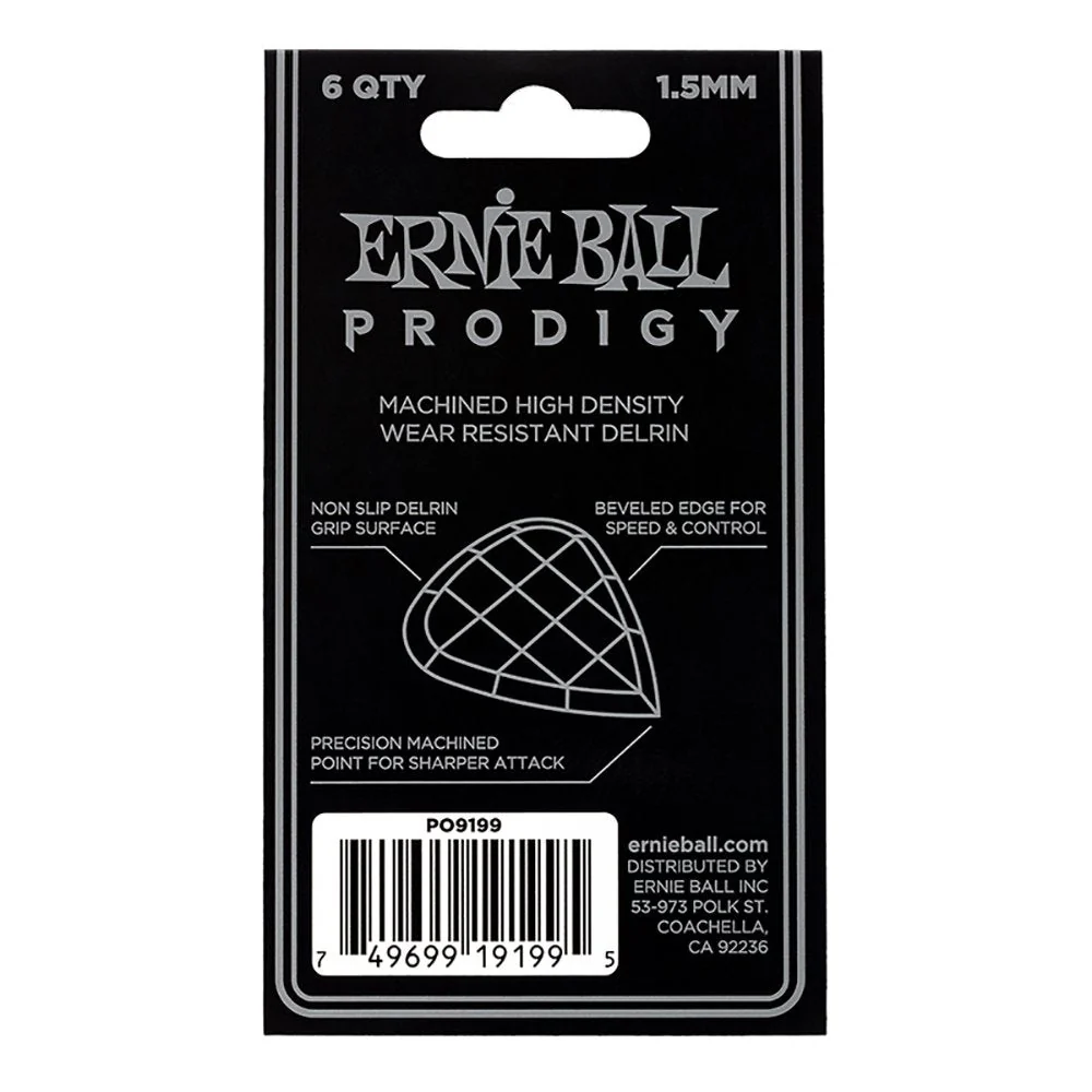 Ernie Ball Prodigy Guitar Picks, Standard, Black 1.5mm, 6-pack (P09199) Black (1.5mm) - Image 3