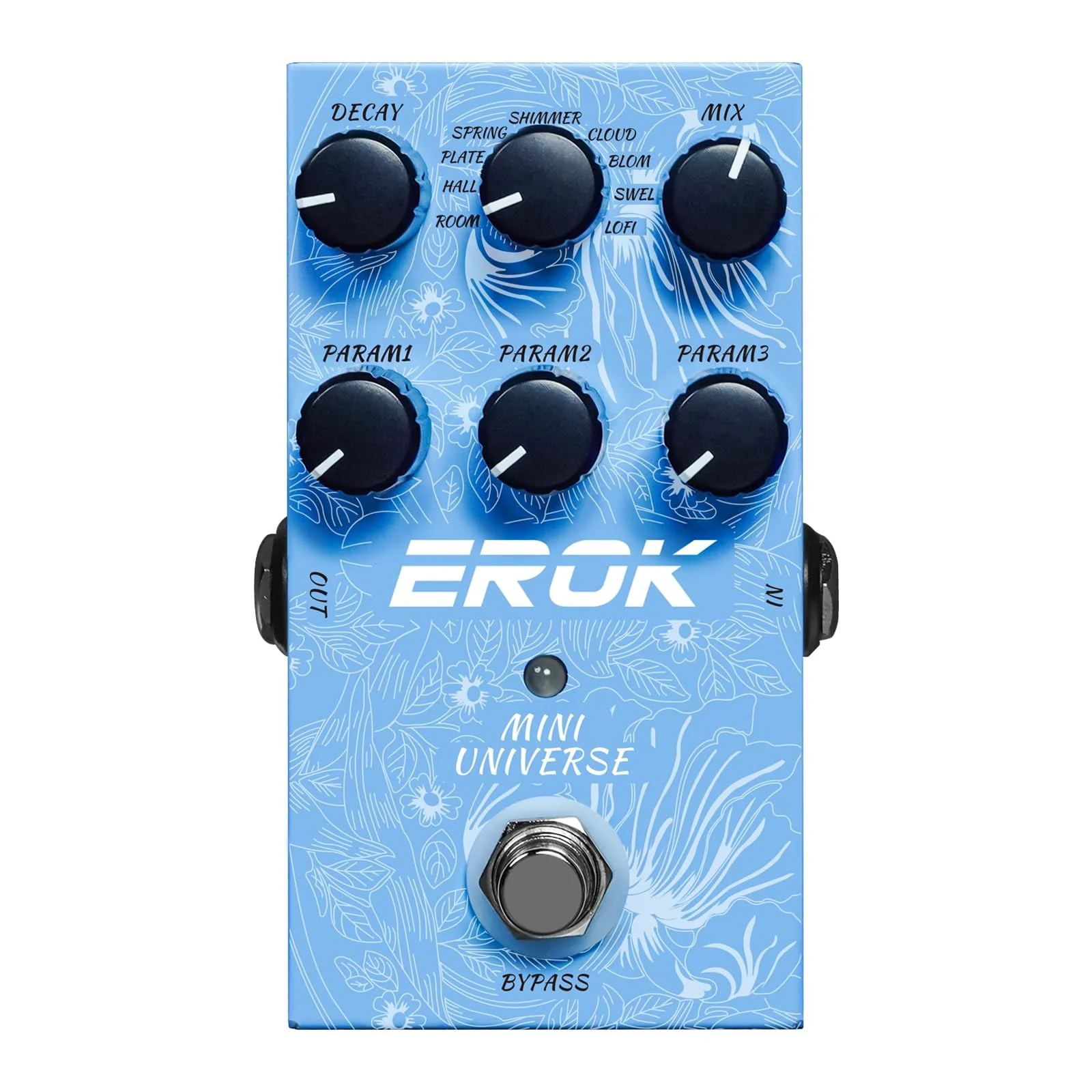 EROK Reverb Pedal – 9 Reverb Effects (Room, Hall, Plate, Spring, Shimmer, Cloud, Bloom, Swell, LoFi) for Electric Guitar, Bass & Piano