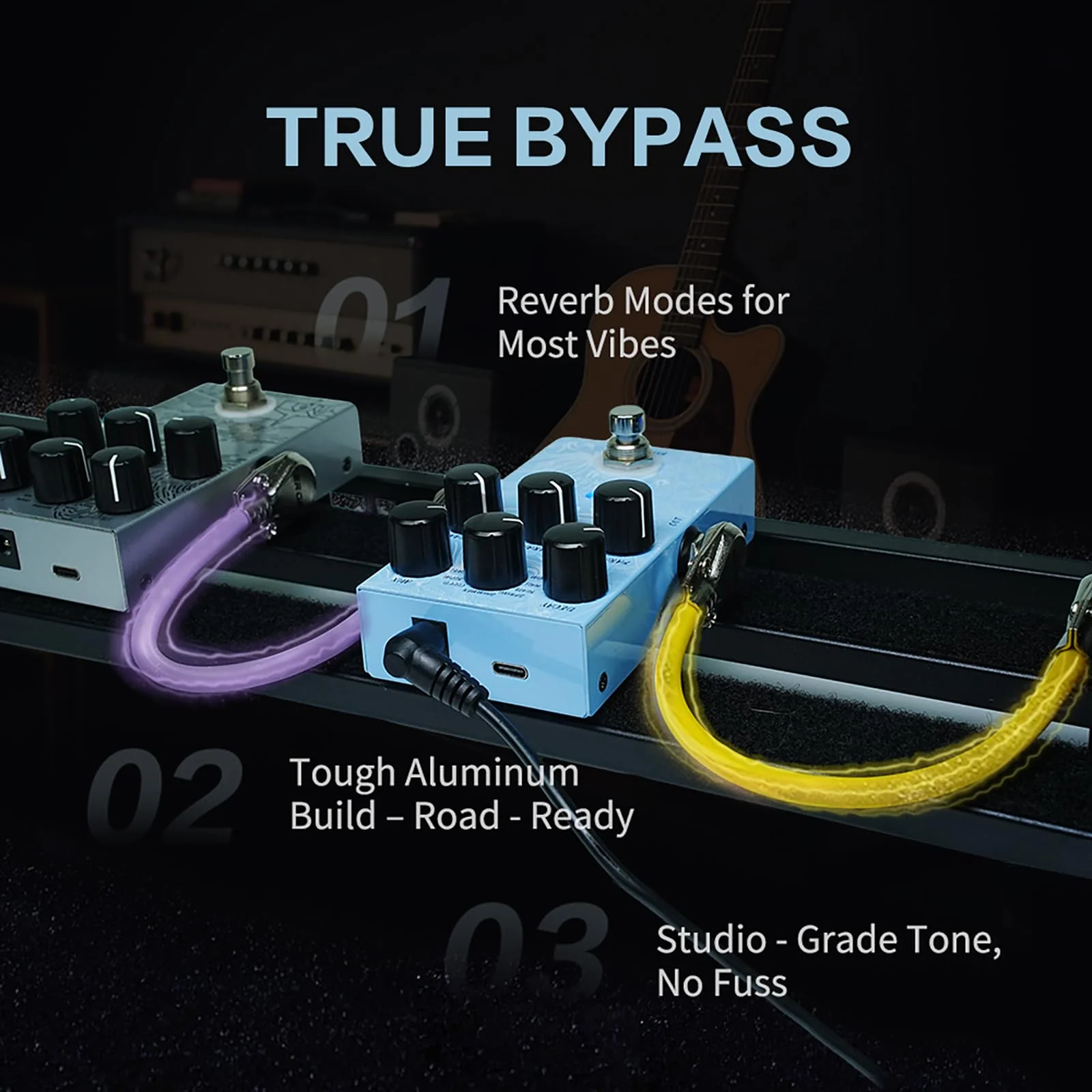 EROK Reverb Pedal – 9 Reverb Effects (Room, Hall, Plate, Spring, Shimmer, Cloud, Bloom, Swell, LoFi) for Electric Guitar, Bass & Piano - Image 4
