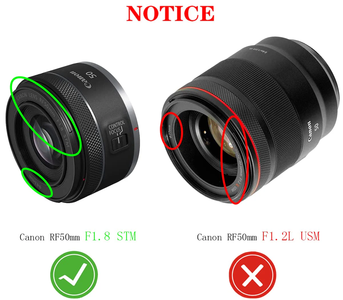 ES-65B Compatible 43mm Lens Cap Cover for Canon RF 50mm f/1.8 STM Lens, Black - Image 2