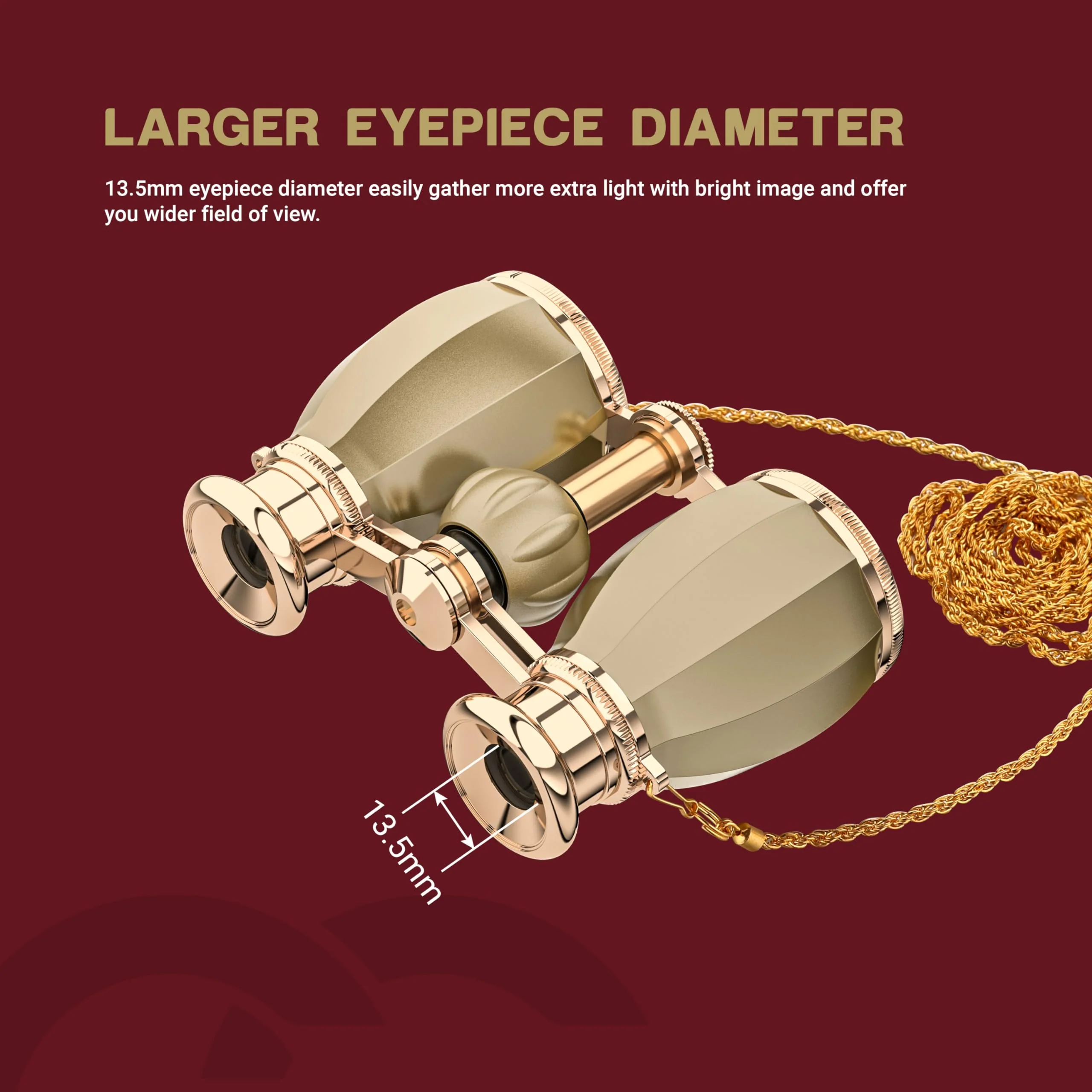 ESSLNB Opera Glasses Binoculars for Women Adults 4X30mm Theater Glasses Compact Binoculars for Theater and Concerts Antique Binoculars with Case Removable Chain (Gold) Gold - Image 6
