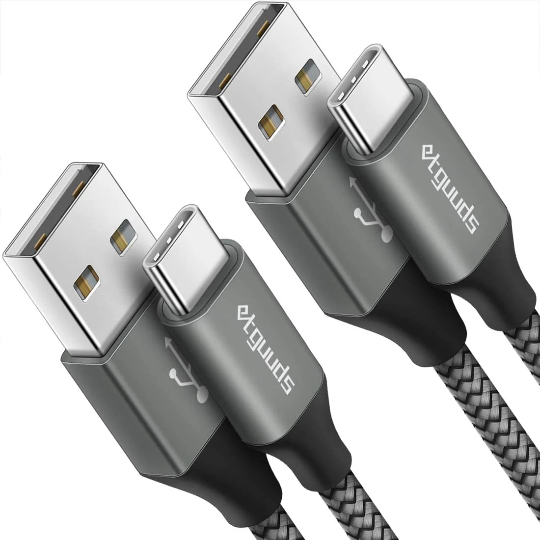 etguuds Long USB C Cable 10ft Fast Charging, 2-Pack Nylon Braided USB A to Type C Charger Cable Compatible with Samsung Galaxy Note 20/10/10+/9/8, S10 S10E, S20 S9 S8 Plus, A10e A20 A30 A40 A50 A70 Gray