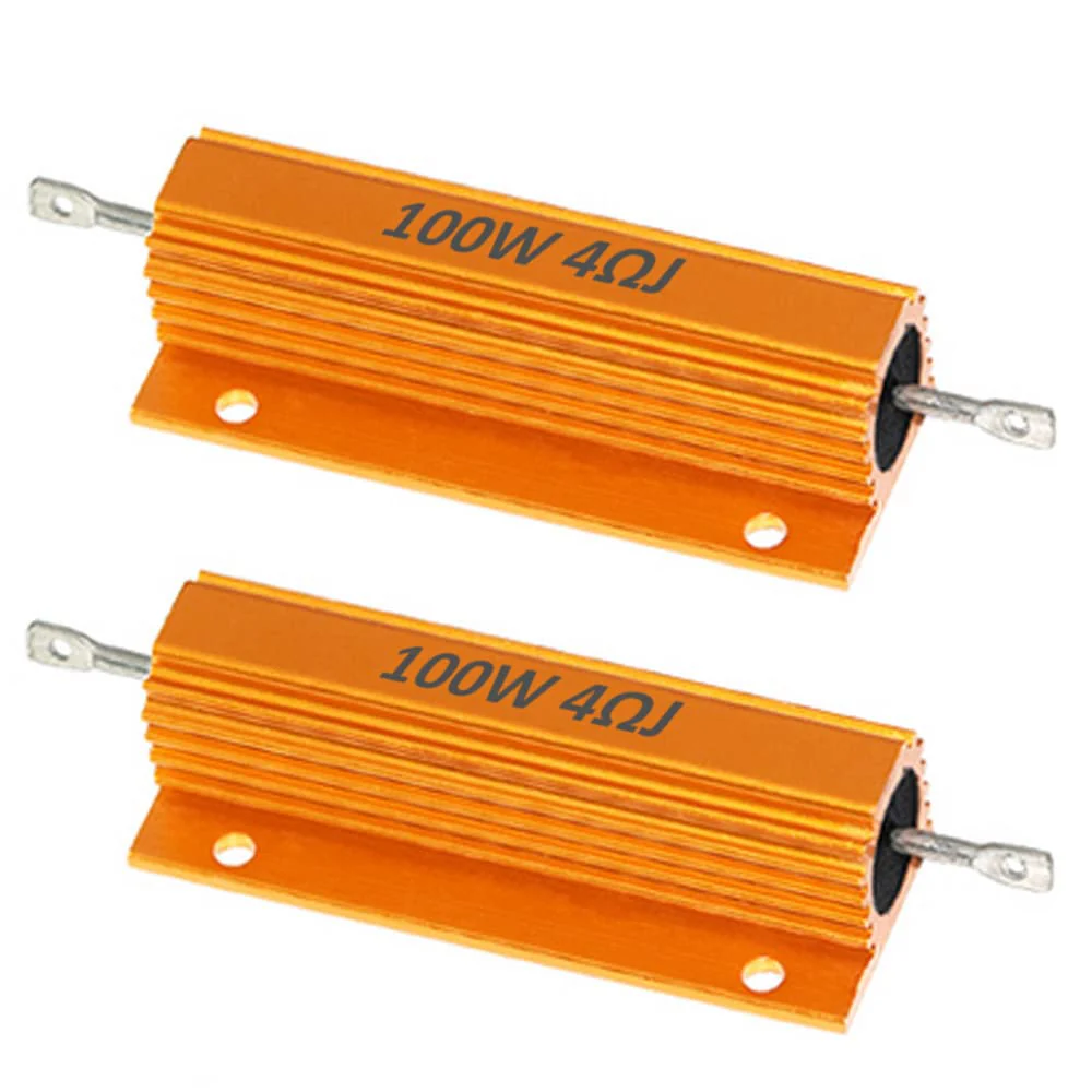 ETOPARS 2 Pcs 100W 4 Ohm 5% Aluminium Casing Wirewound Resistor Load Resistors Tap Resistor Chassis Mounting Wirewound Golden Housing Resistor 4 Ohm 100W gold 100w