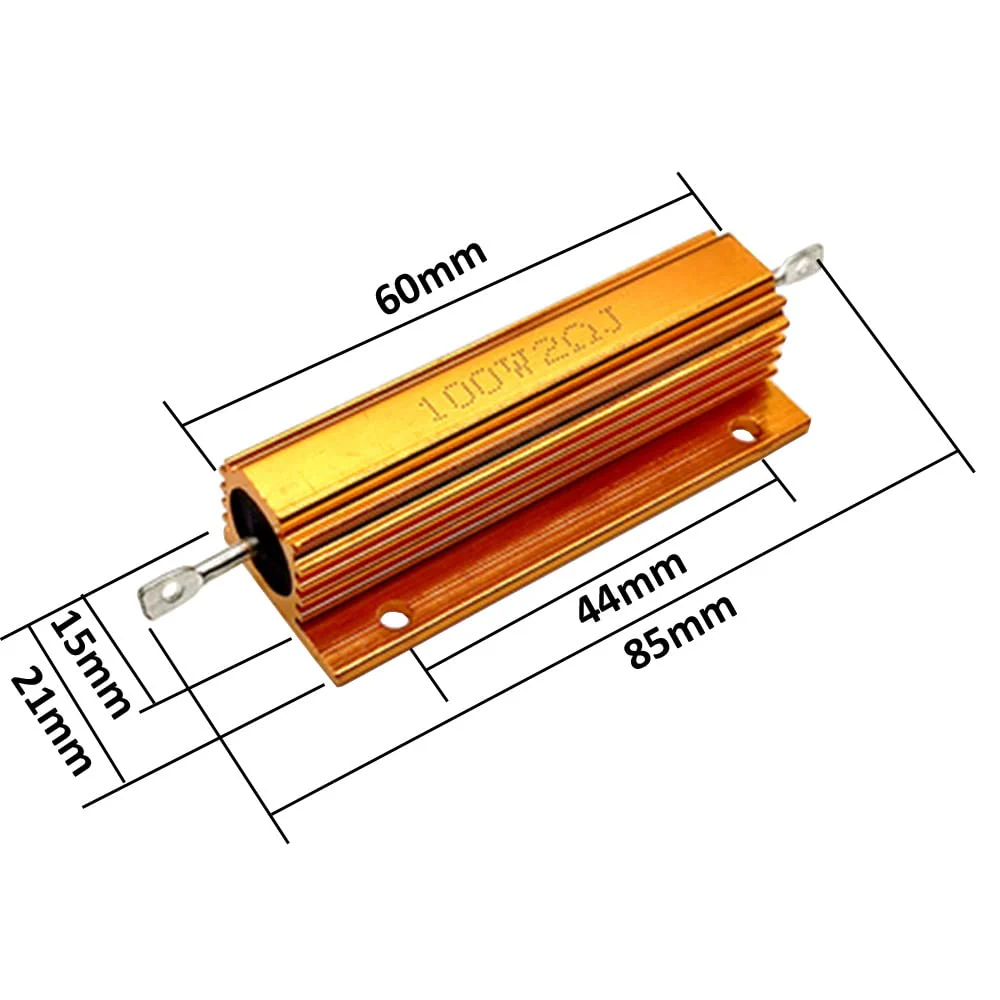 ETOPARS 2 Pcs 100W 4 Ohm 5% Aluminium Casing Wirewound Resistor Load Resistors Tap Resistor Chassis Mounting Wirewound Golden Housing Resistor 4 Ohm 100W gold 100w - Image 6