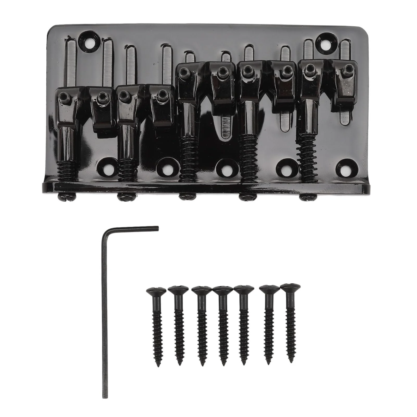 Eujgoov 5 String Bass Bridge, Hardtail Saddle Bridge Adjustable Saddle for Bass Guitars Replacement (Black) Black