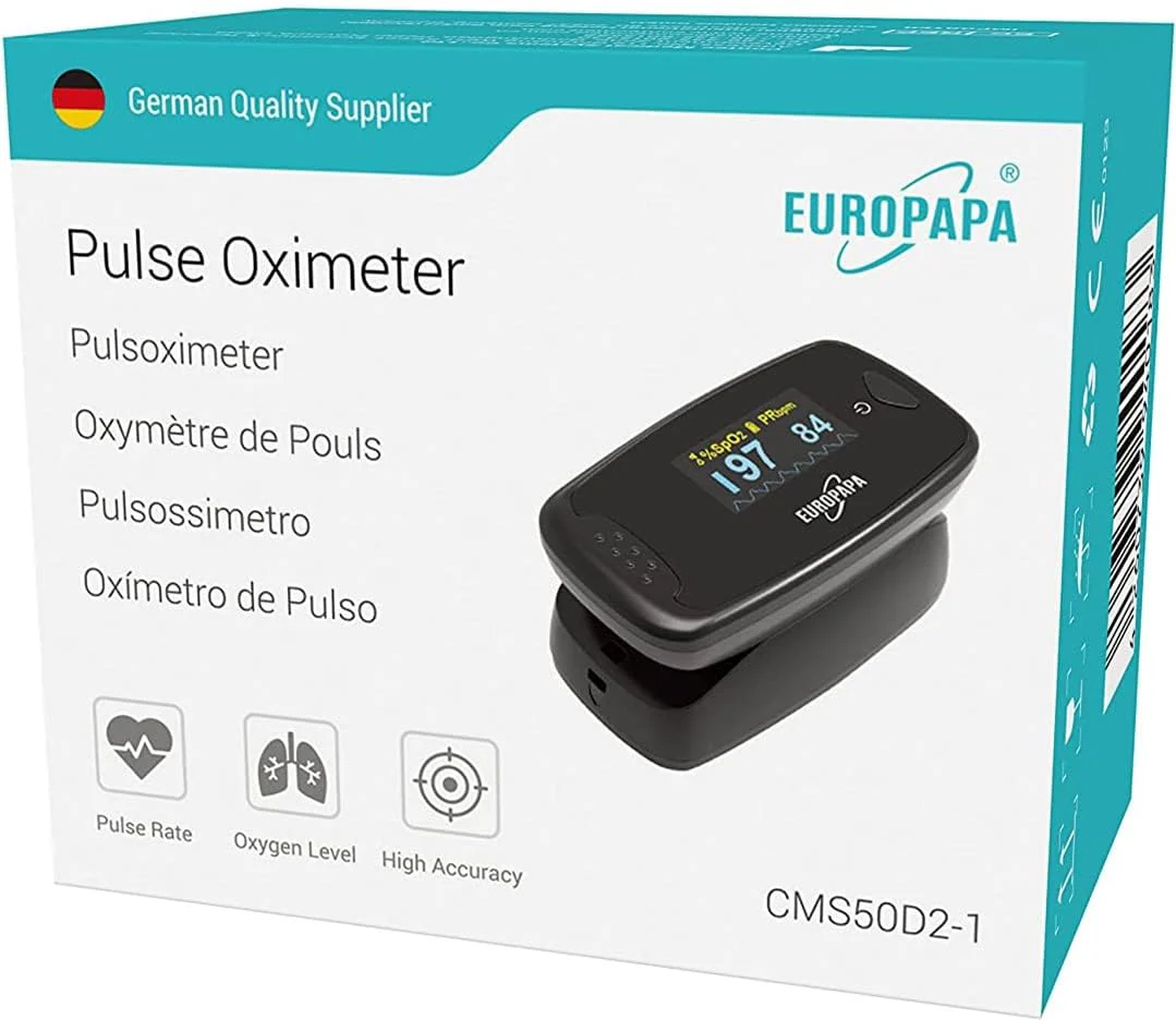 EUROPAPA Pulse Oximeter, Finger Pulse Oximeter, Ideal for Quick Measurement of Oxygen Saturation (SpO2), Simple Heart Rate Monitor for Adults, OLED Display (Black) black - Image 2