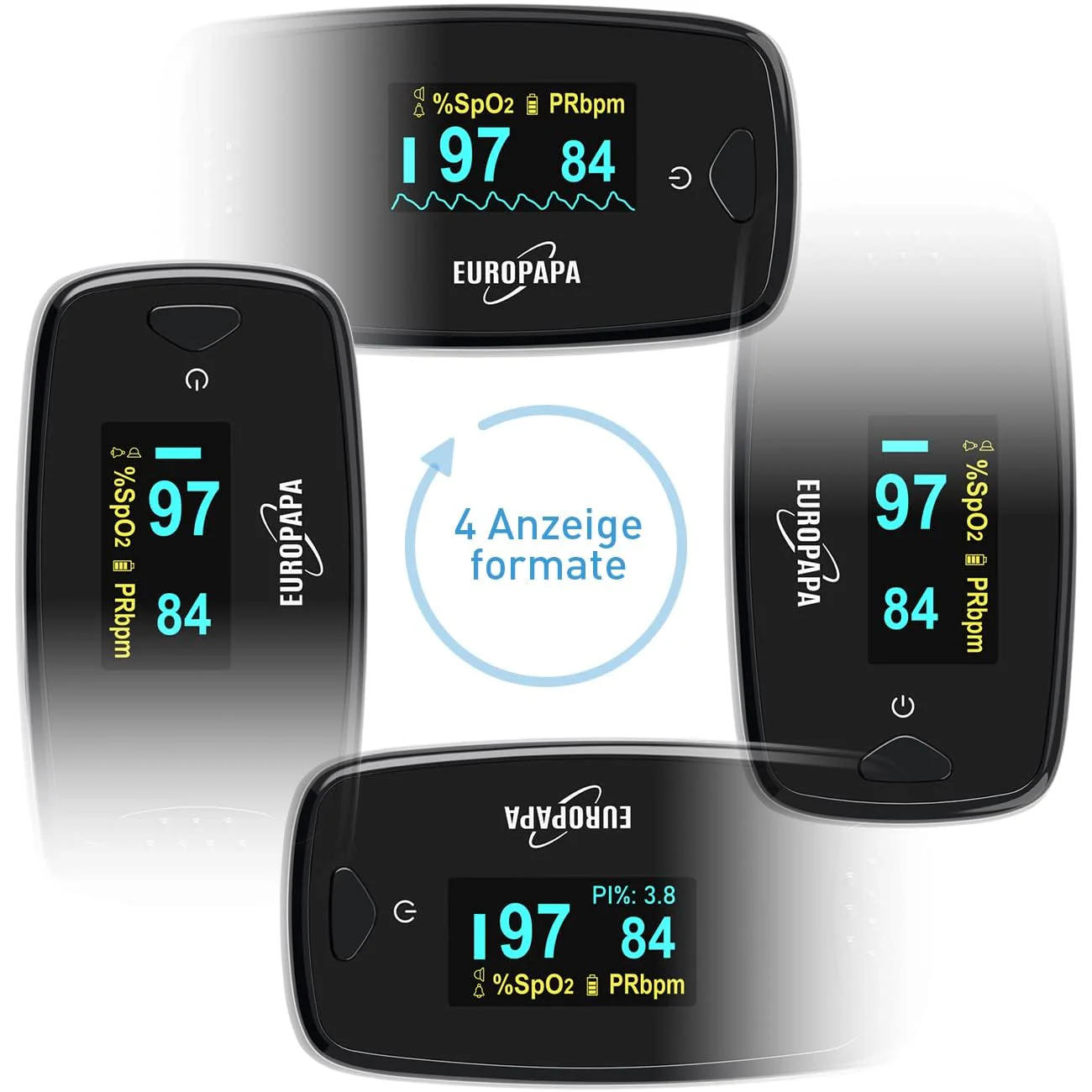 EUROPAPA Pulse Oximeter, Finger Pulse Oximeter, Ideal for Quick Measurement of Oxygen Saturation (SpO2), Simple Heart Rate Monitor for Adults, OLED Display (Black) black - Image 6