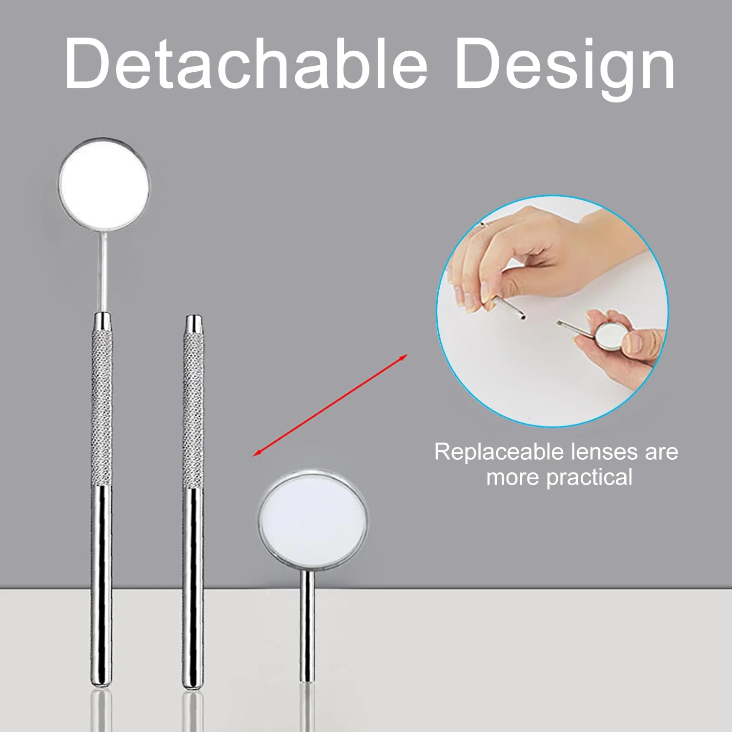 EUZUXU Dental Mouth Mirror Mouth Tooth Mirror Inspection Mirror Curve Angle Dentist Oral Care Mouth Control Extension Tool Silver - Image 4