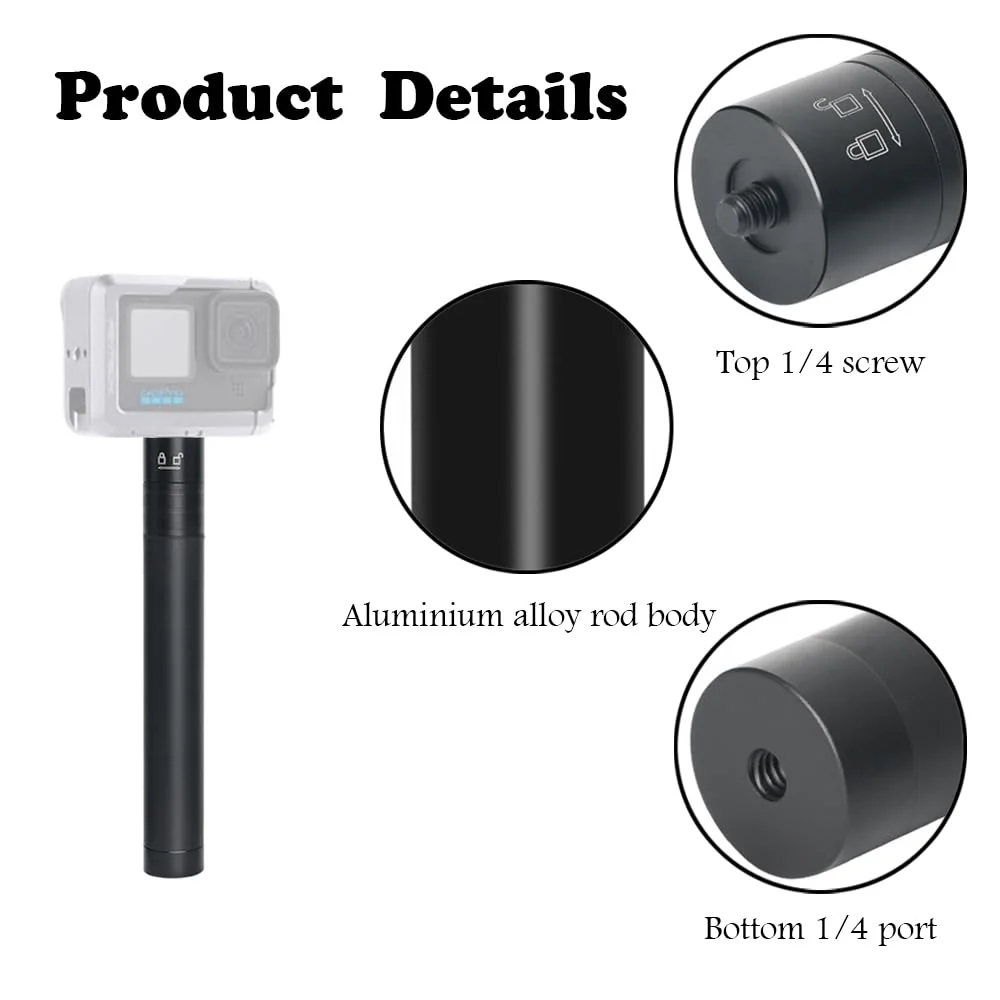Extendable Selfie Stick Universal Invisible Selfie Stick Lightweight 19cm/7.48in to 73cm/28.74in Smartphone Gimbal Extension Pole for Camera Video Smartphone Travel - Image 3