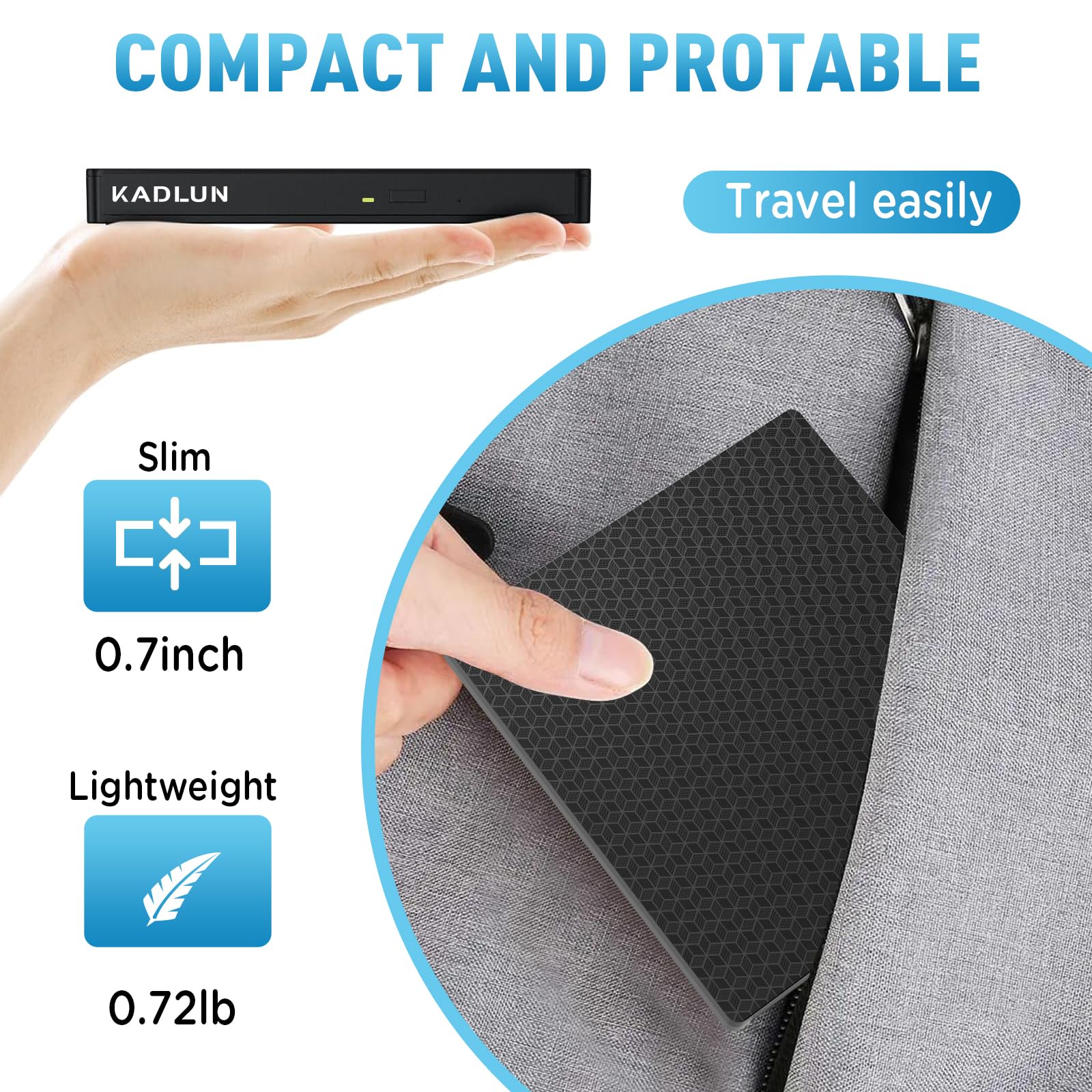 External CD/DVD Drive External USB 3.0 USB C External CD Drive for Laptop Desktop PC MacBook iMac, DVD +/-RW Burner Optical Drive External DVD Drive for Windows 11/10/8/7/XP/Linux/Vista/MacOS - Image 7