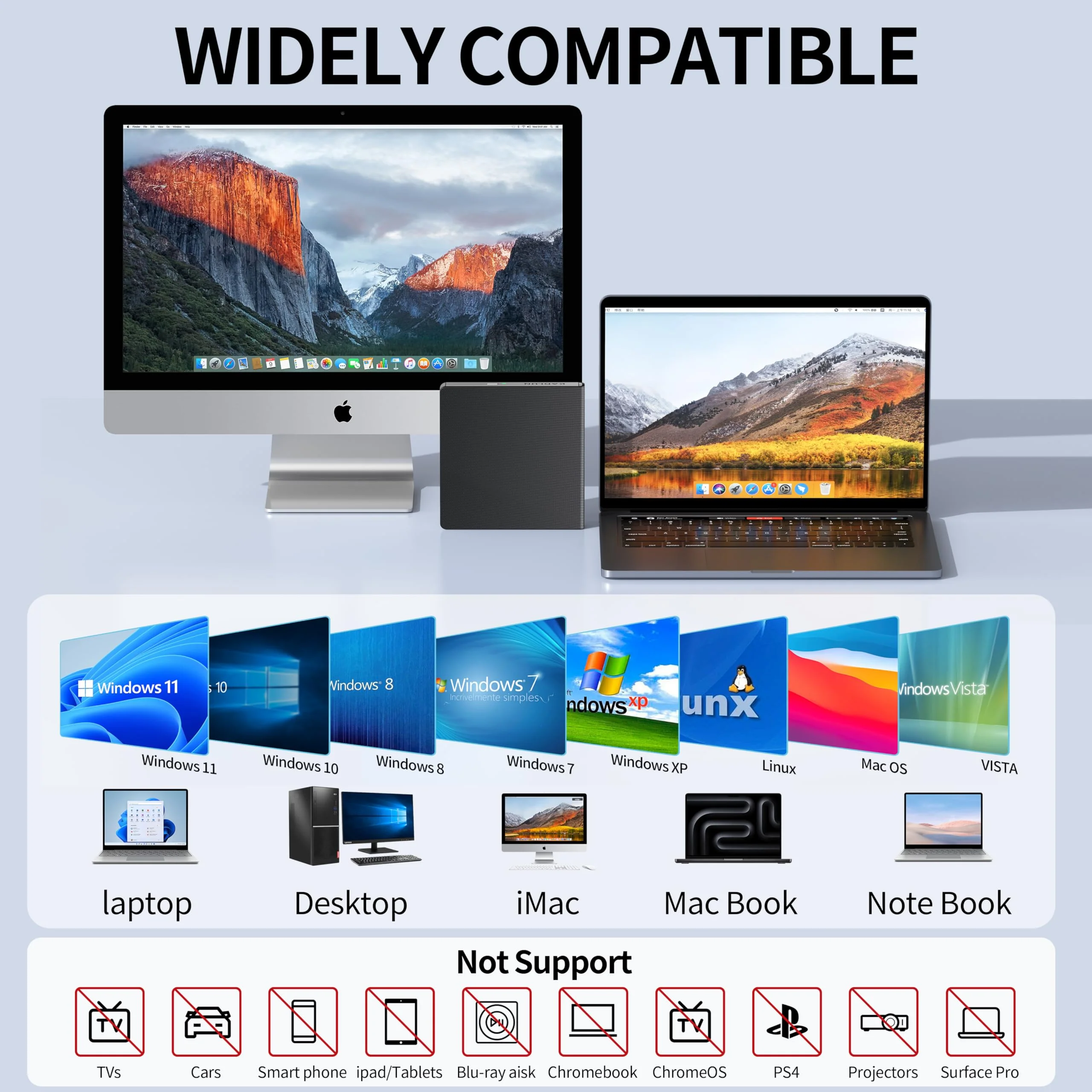 External CD DVD Drive for Laptop USB 3.0 USB C CD Burner External DVD Drive Portable CD ROM Burner Reader Writer Drive External DVD Player for Laptop Desktop PC Windows 11/10/8/7 MacBook Mac OS Linux black-2 in 1 - Image 3