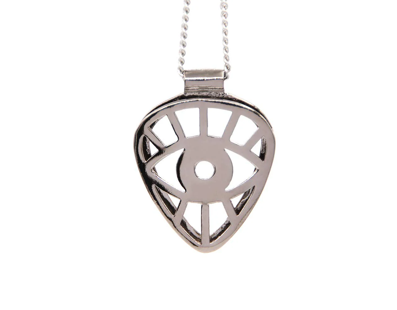 Eye Shaped Guitar Pick Holder Necklace for Guitarists/guitar picks keeper storage pendant necklace stainless steel music lovers musicians gifts (Metal Black) Metal Black - Image 3