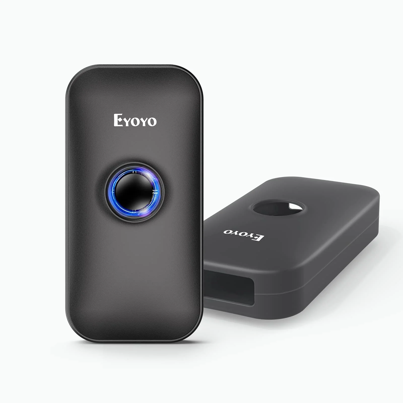 Eyoyo Mini 1D Bluetooth Barcode Scanner with Case, 3-in-1 Bluetooth & USB Wired & 2.4G Wireless Barcode Reader Portable Bar Code Scanning Work with Windows, Android, iOS, Tablets or Computers(Black) Black