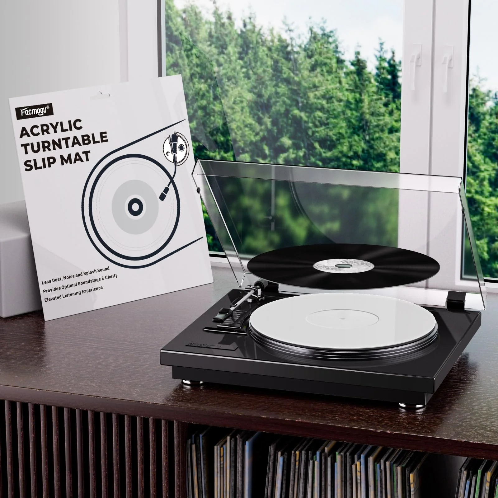 Facmogu 3mm White Acrylic Turntable Slipmat, 12In Vinyl Record Player Mats, Antistatic & Anti Vibration Record Platter Slip-Mat, Phonograph LP Record Mat, Reduce Noise & Tighter Bass Quality Slipmat - Image 5