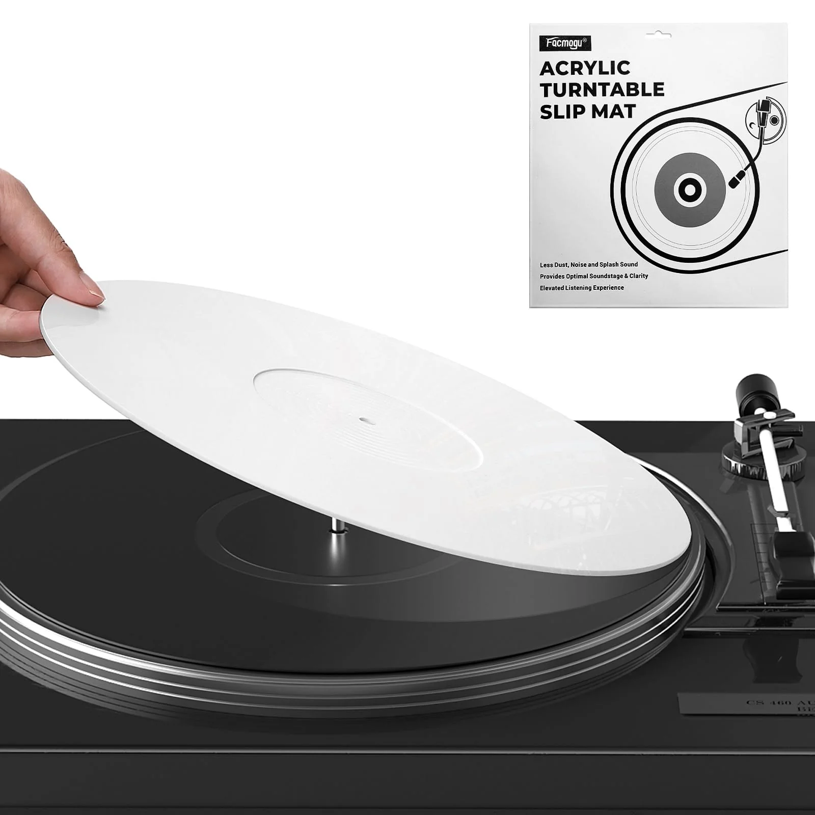 Facmogu 3mm White Acrylic Turntable Slipmat, 12In Vinyl Record Player Mats, Antistatic & Anti Vibration Record Platter Slip-Mat, Phonograph LP Record Mat, Reduce Noise & Tighter Bass Quality Slipmat - Image 7