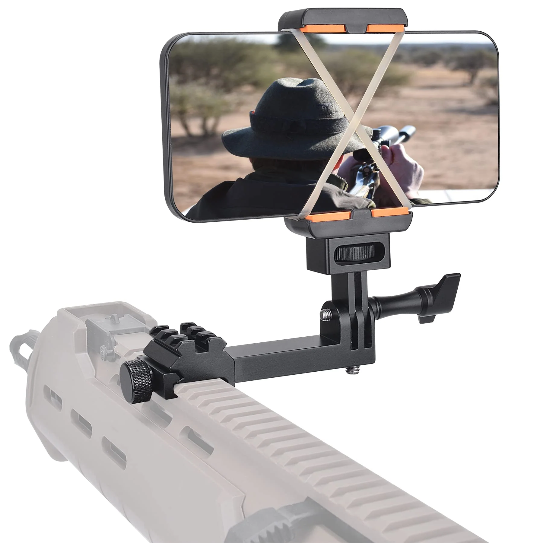 fantaseal High Precision Aluminum Alloy Cell Phone Smartphone Gun Clamp Mount Picatinny Rail Holder Airsoft Hunting FPV Video Recording Kit for iPhone YouTube Tiktok Vlogging Phone Picatinny Mount