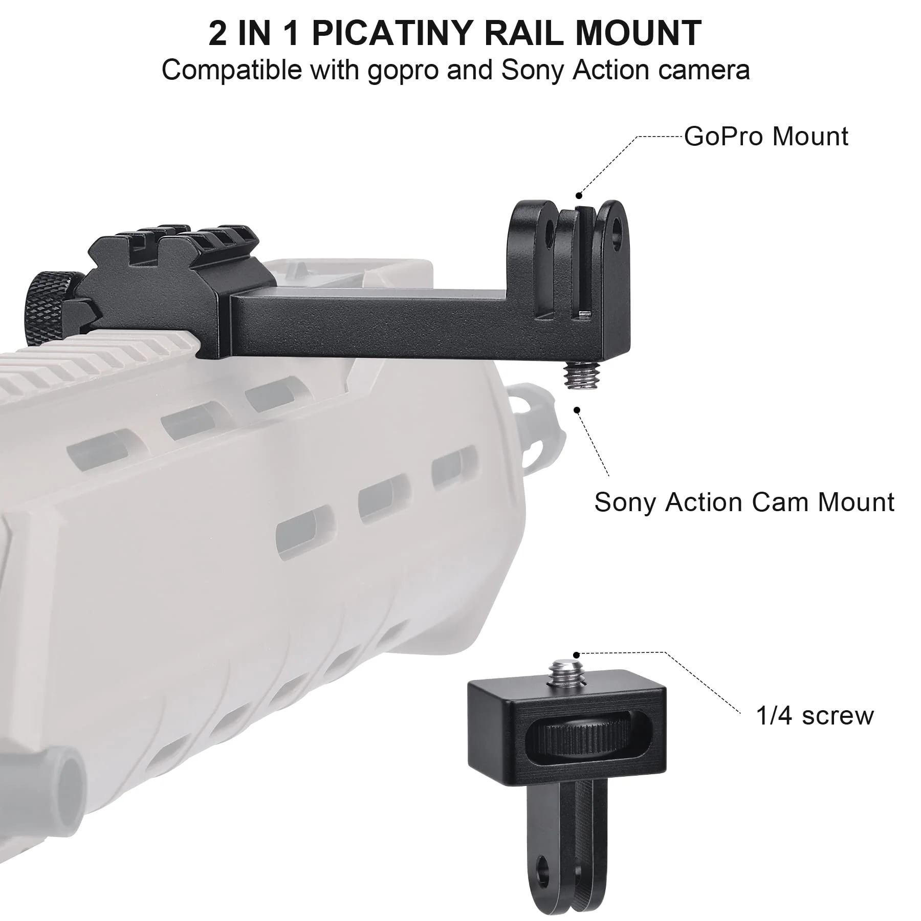 fantaseal High Precision Aluminum Alloy Cell Phone Smartphone Gun Clamp Mount Picatinny Rail Holder Airsoft Hunting FPV Video Recording Kit for iPhone YouTube Tiktok Vlogging Phone Picatinny Mount - Image 2