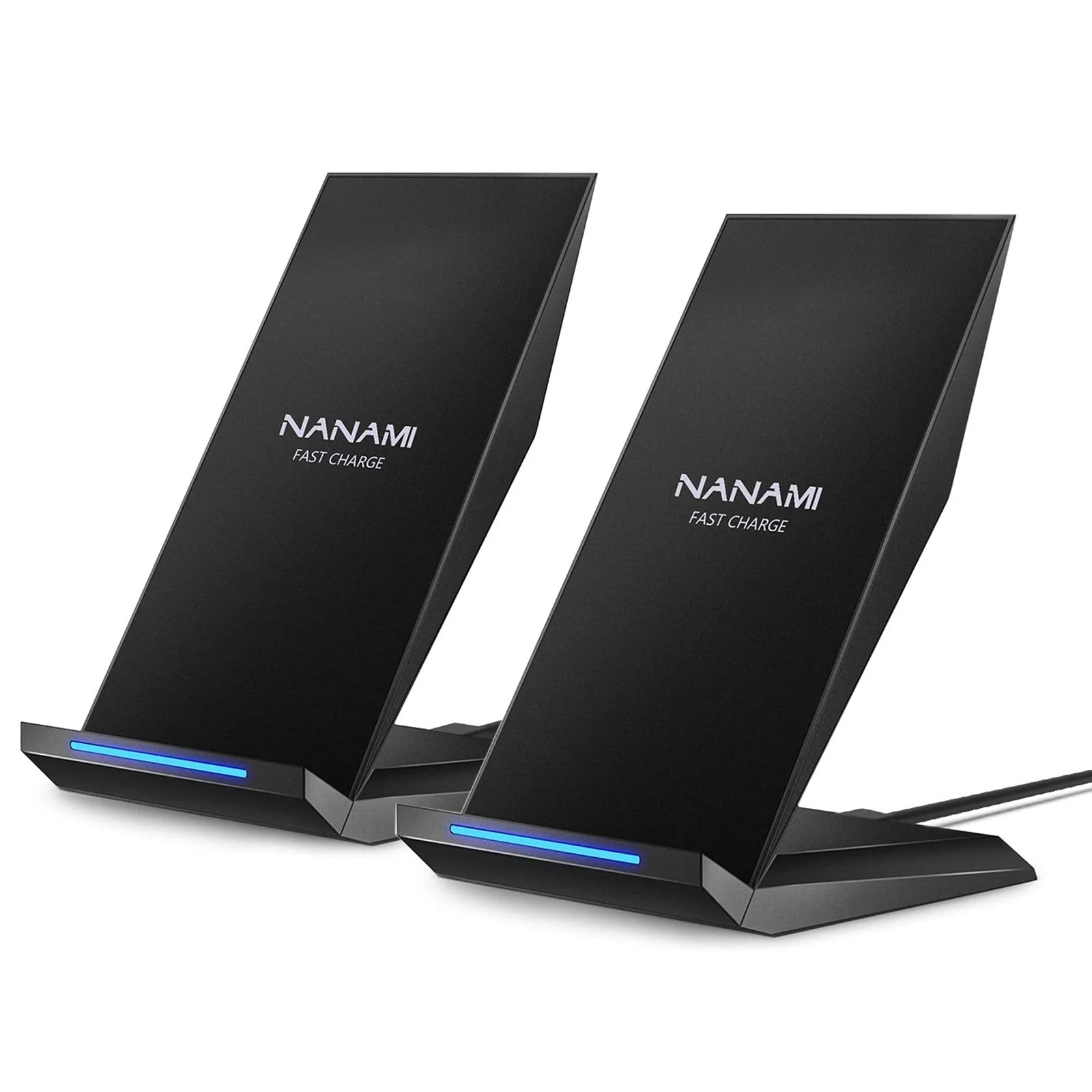 Fast Wireless Charger, [2 Pack] NANAMI Qi Certified Wireless Charging Stand Compatible iPhone 13/12/SE 2020/11 Pro/XS Max/XR/X/8, Samsung Galaxy S21/S20/S10/S9/S7/Note 20/10/9/8 and Qi-Enabled Phone Black/Black