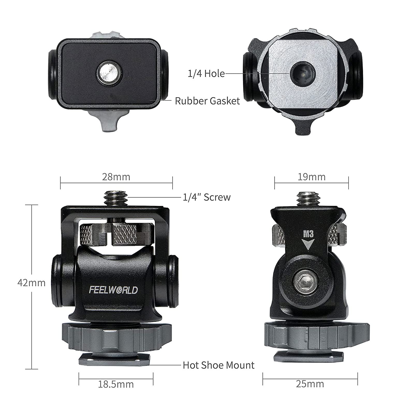 FEELWORLD Mini Hot Shoe Stand Camera Monitor Mount for DSLR, Microphone, DSLR Field Monitor - Image 4