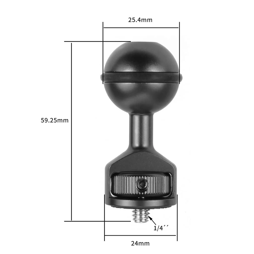 FEICHAO 1 Inch Ball Mount Head Adjustable Adapter with Cold Shoe Base for Underwater Camera Case Video Flash (Kit A) Kit A - Image 4