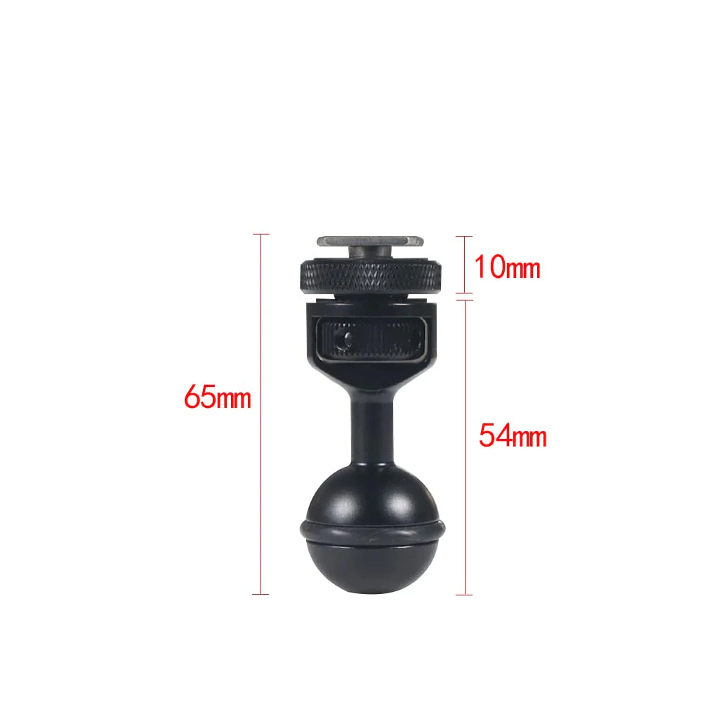 FEICHAO 1 Inch Ball Mount Head Adjustable Adapter with Cold Shoe Base for Underwater Camera Case Video Flash (Kit A) Kit A - Image 7